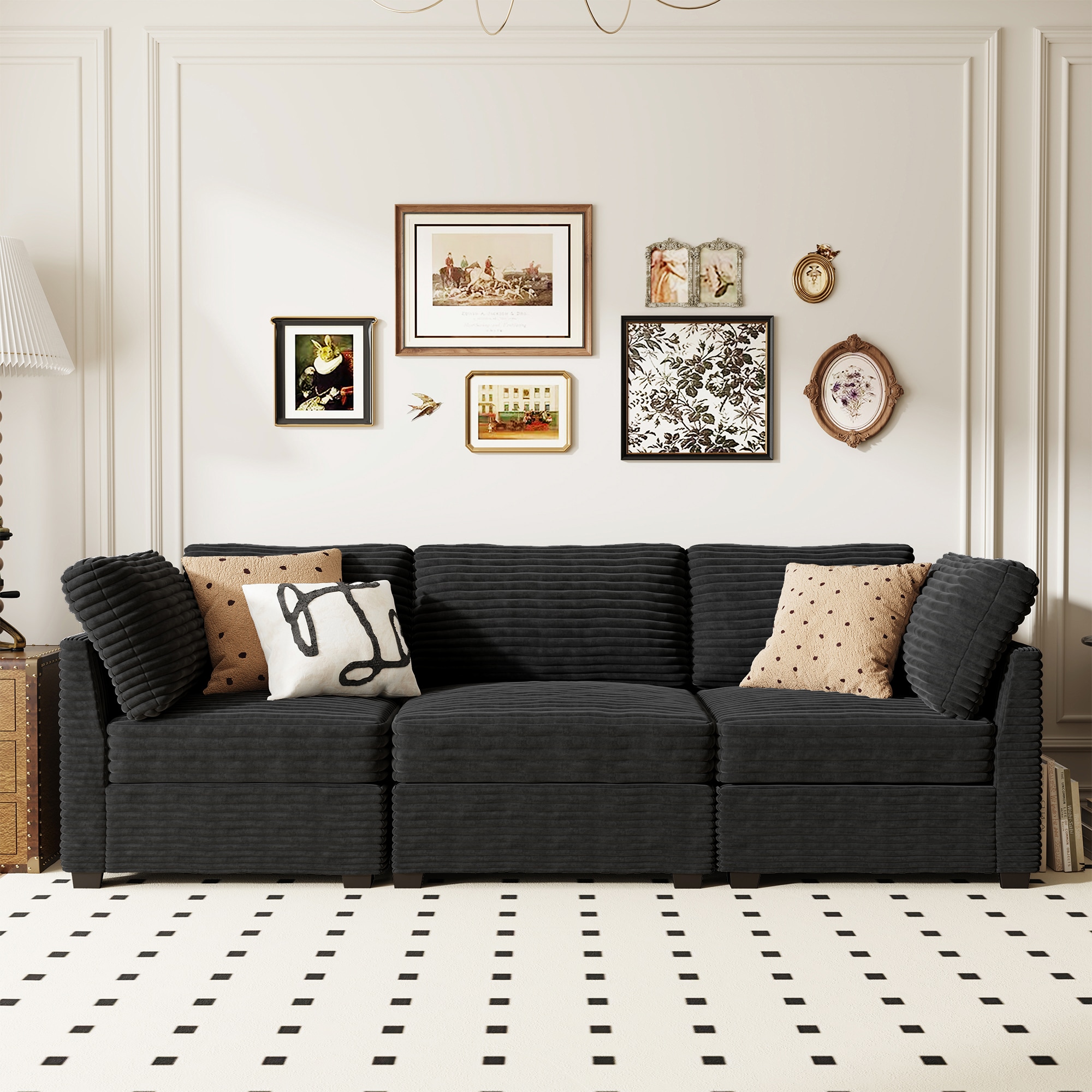 ALTRIGUS 6L-YOYO430-31-AL 98-in Casual Black 3 -seater Sectional