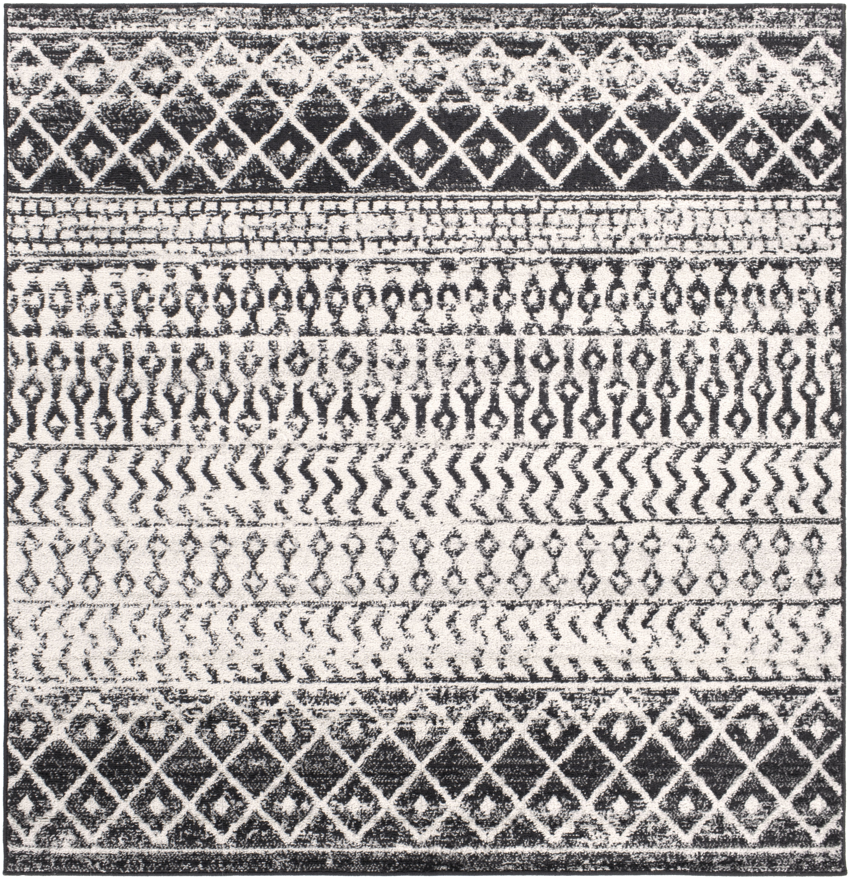 Livabliss ELZ2307-5SQ Elaziz 5 x 5 (ft) Polypropylene Black Square Indoor Geometric Global Area rug