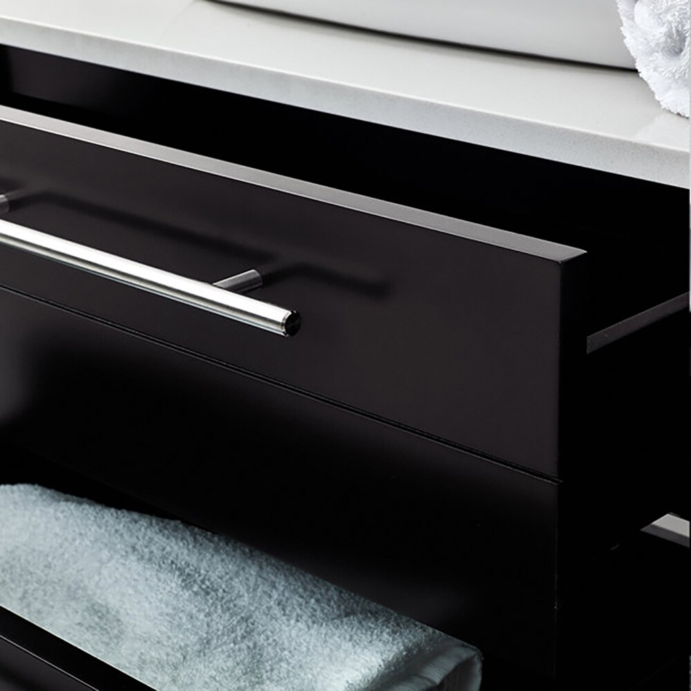 Lucera 30'' Espresso Solid Wood Wall-Mount Vanity with Quartz Top