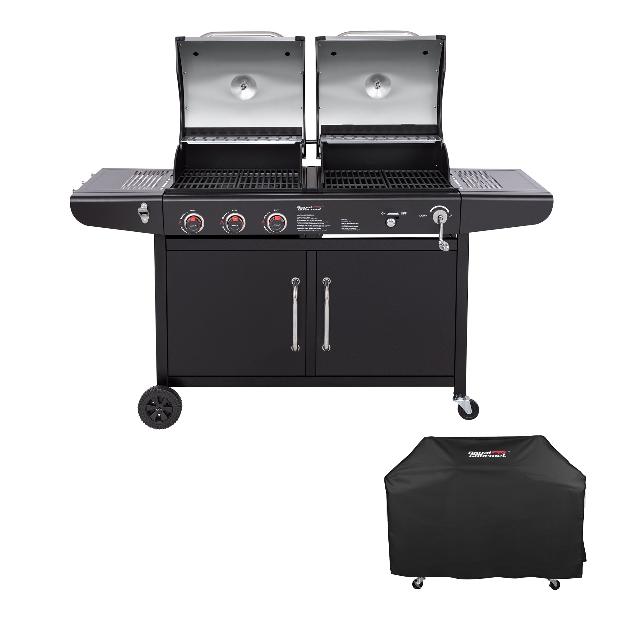 Royal Gourmet Black and Silverred Gas and Charcoal Combo Grill in