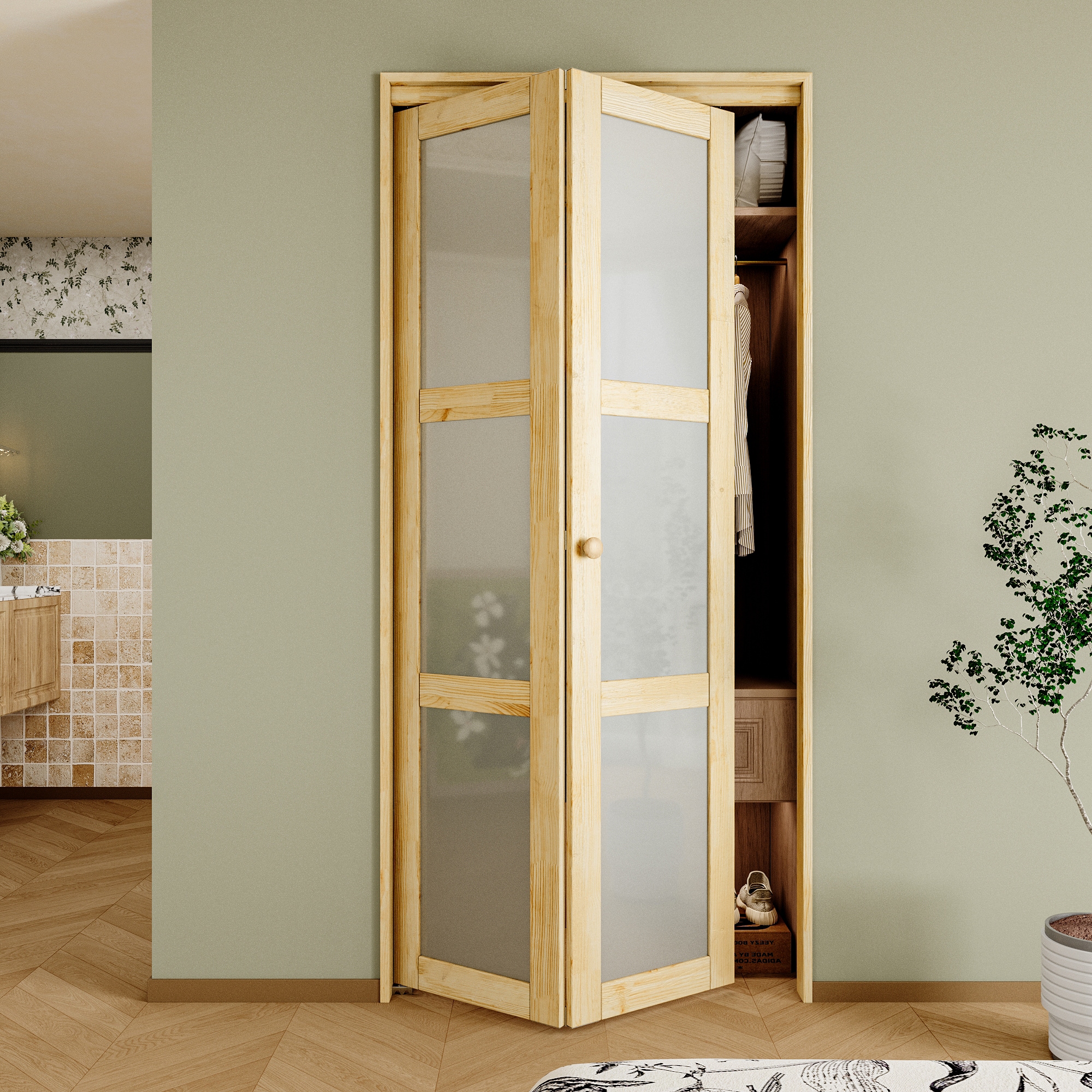 JUJUBON IN-CD-BIPW-3L-BF-36 Bifold-Sliding-Closet-Doors - View #3