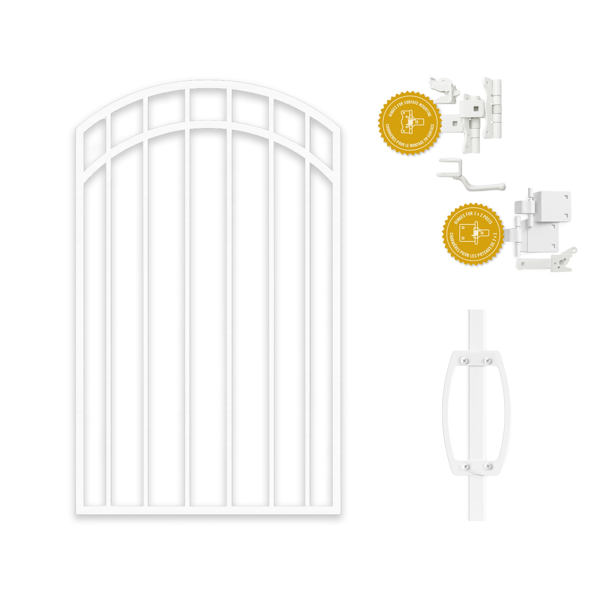 Nuvo Iron ICGA3356GW 4-3/5-ft H x 2-3/4-ft W White Galvanized steel No Dig Privacy and yard Anti-sag Fence gate
