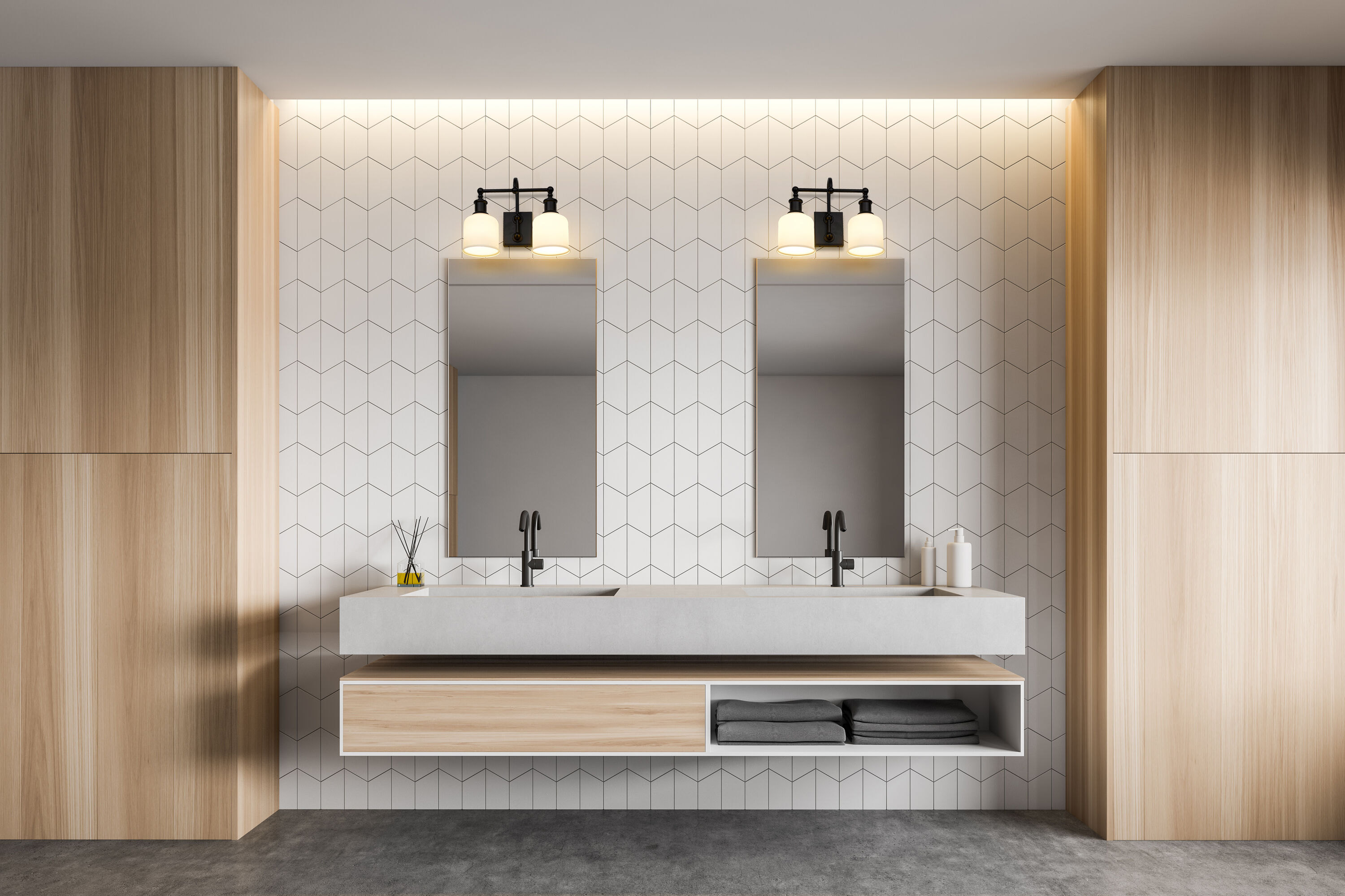 Bryant Matte Black and Opal Glass 2-Light Vanity Sconce