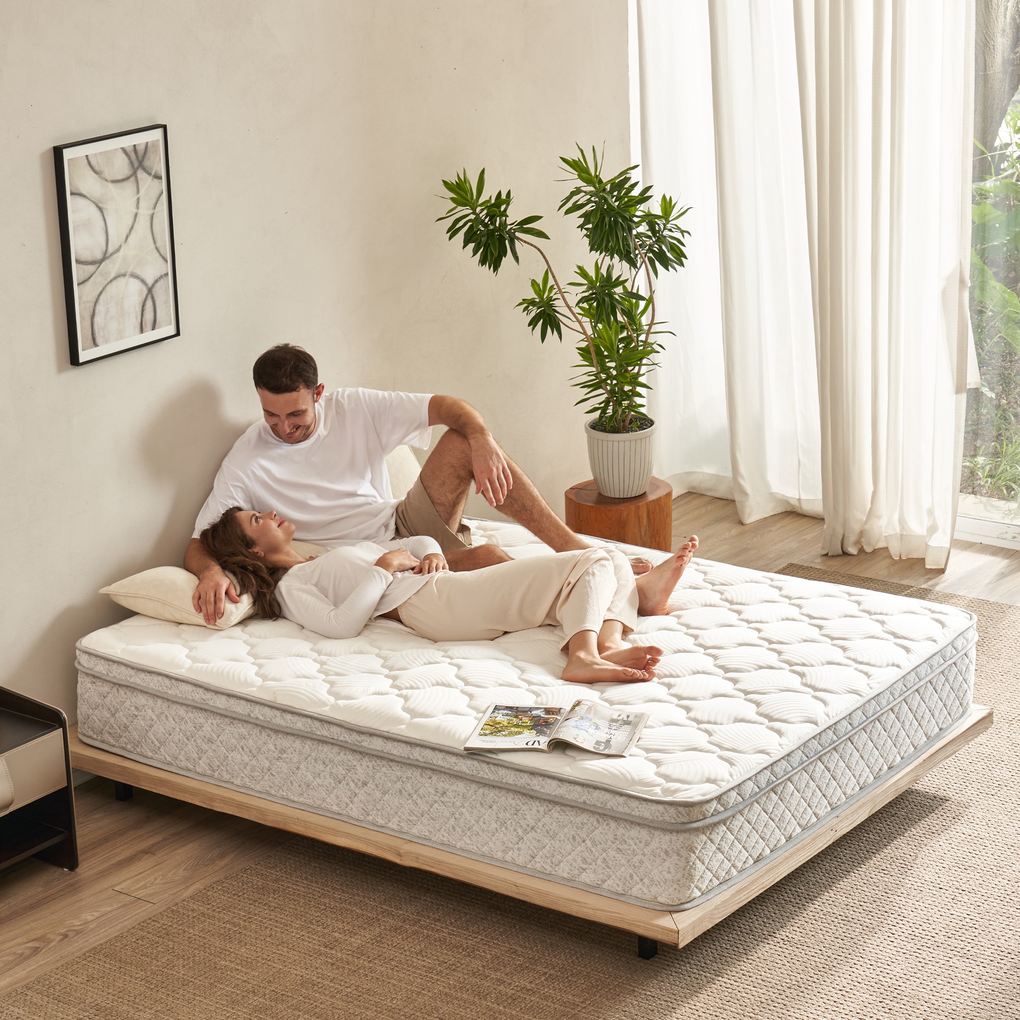 LOVMOR SF-WO-W3682P338224 Queen Size Mattress 12 Inch Hybrid Queen Mattress in a Box with Memory Foam and Pocket Spring Medium Firm