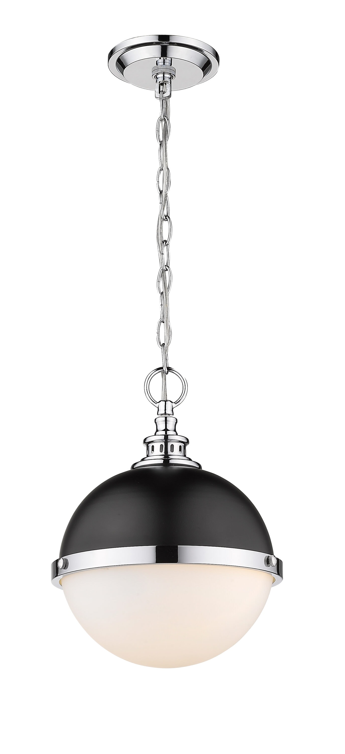 Peyton Matte Black and Chrome Mini Globe Pendant Light