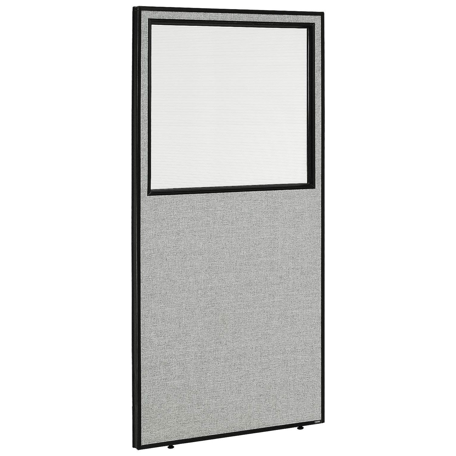 Global Industrial 694663WGY 36-14-inW x 72-inH Office Partition Panel with Partial Window Gray