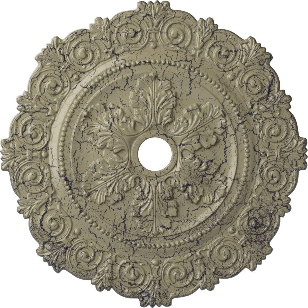 Ekena Millwork CM33SCCSC Scroll 33.25-in W x 33.25-in L Painted Castle Stone Crackle Polyurethane Whole Ceiling Medallion