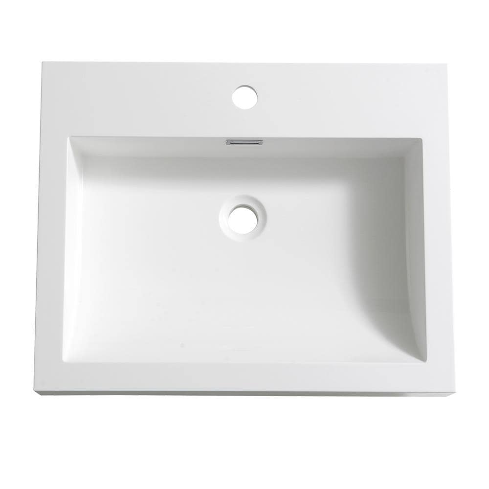 Fresca Nano Drop-in Rectangular Modern White Bathroom Sink (18.75-in X 