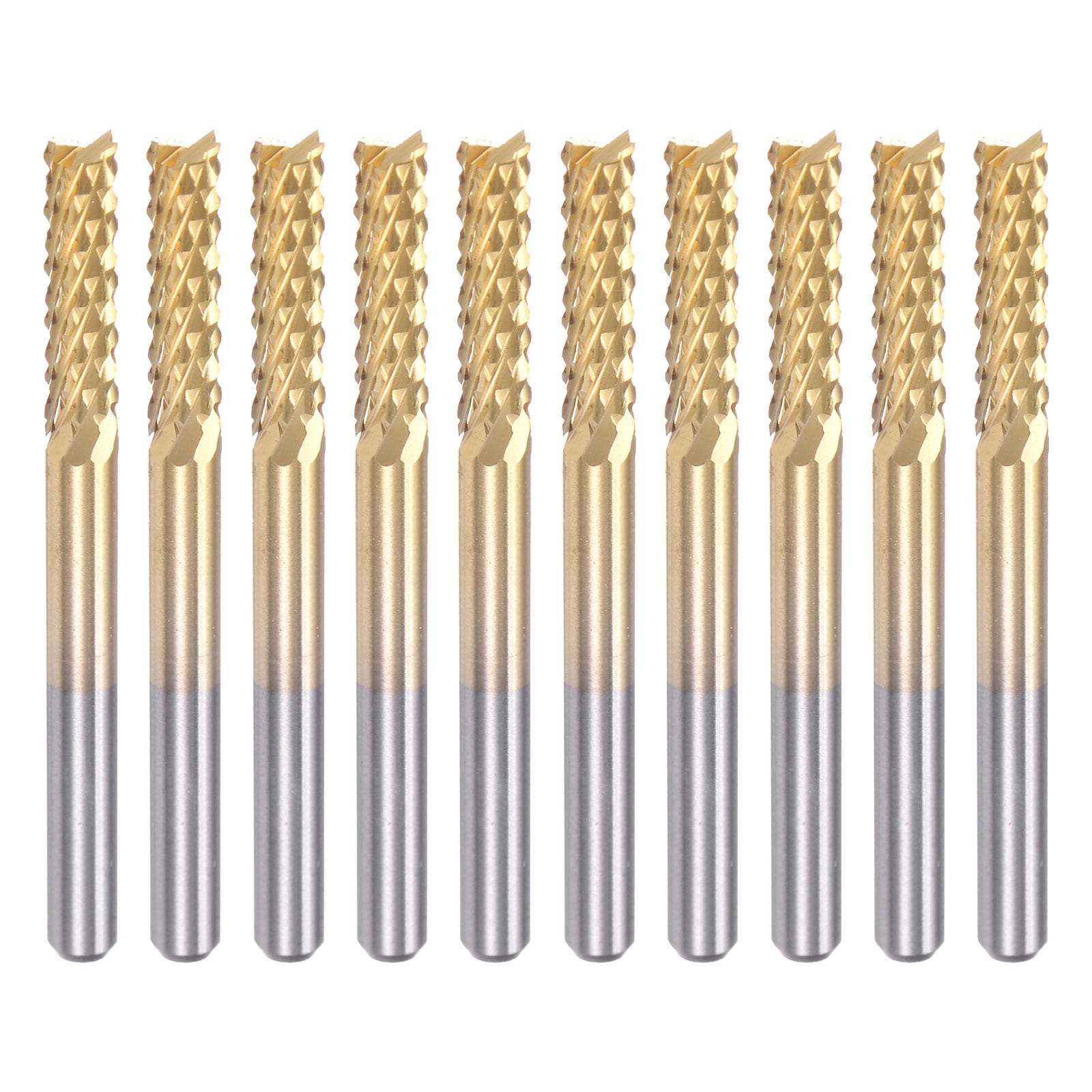 Unique Bargains 10pcs 3.175mm Titanium Coat Carbide End Mill Engraving Milling Cutter CNC Router Bits for PCB Machine 1/8inch Shank #S26010601UX0061