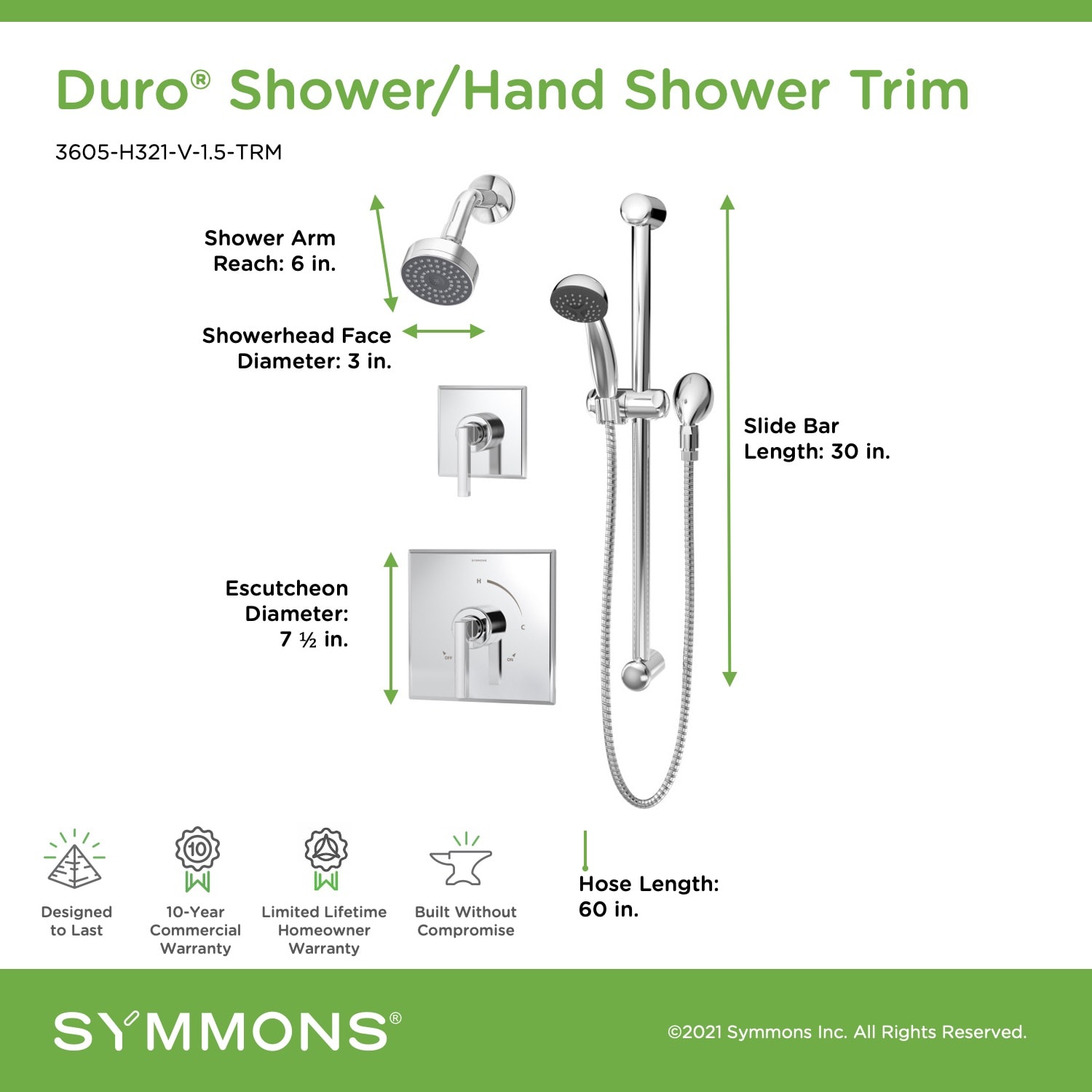 Symmons 3605-H321-V-1.5-TRM Tub-Shower-Faucets - View #2
