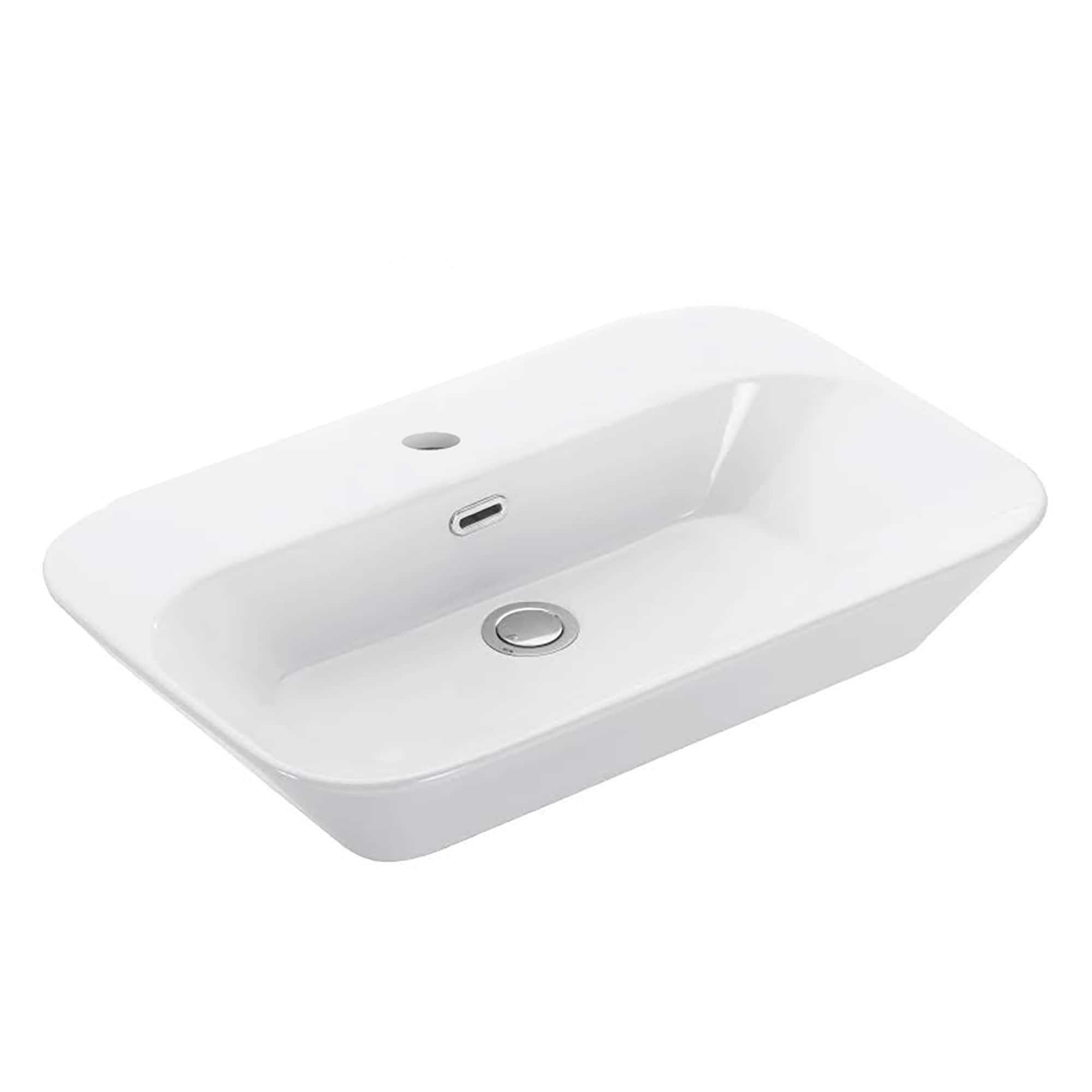 WS Bath Collections EDGE 4465.01 Edge Ceramic 17.3-in Wall-mount Rectangular Modern Ceramic white Bathroom Sink
