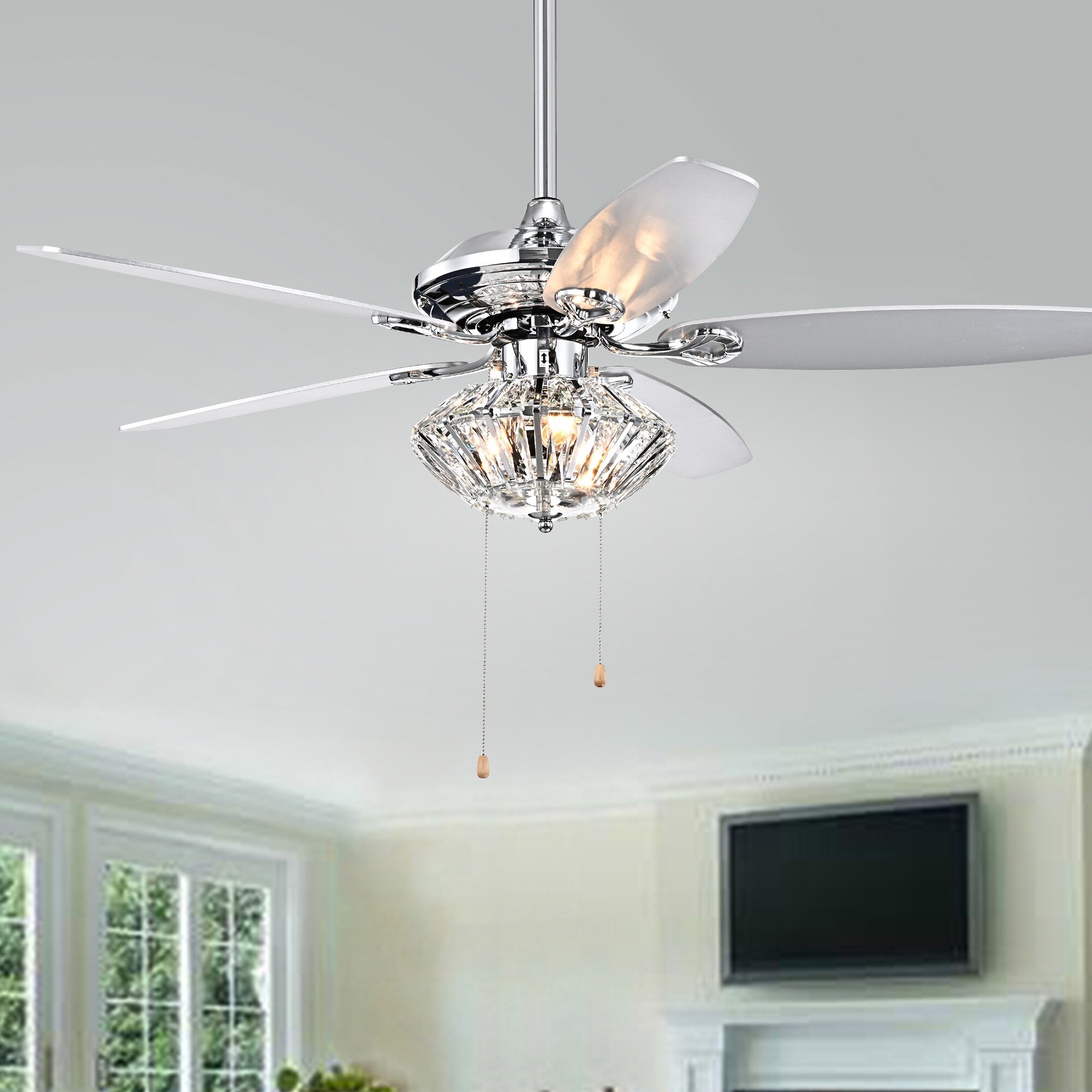 Home Accessories Inc 52-in Chrome with Plywood Blades LED Indoor ...