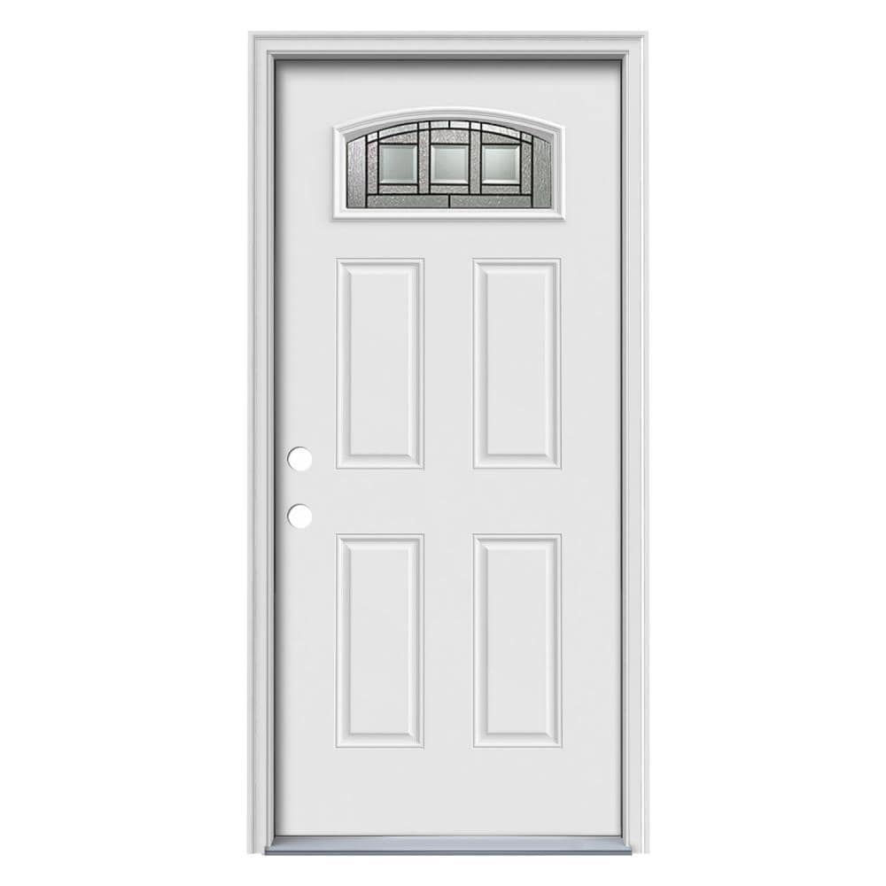 Therma-Tru TTBS629211 Craftsman 36-in x 80-in x Steel 1/4 lite Right-hand inswing Ready to paint Unfinished Prehung Single door Front Door with Brickmould Insulating core Decorative glass