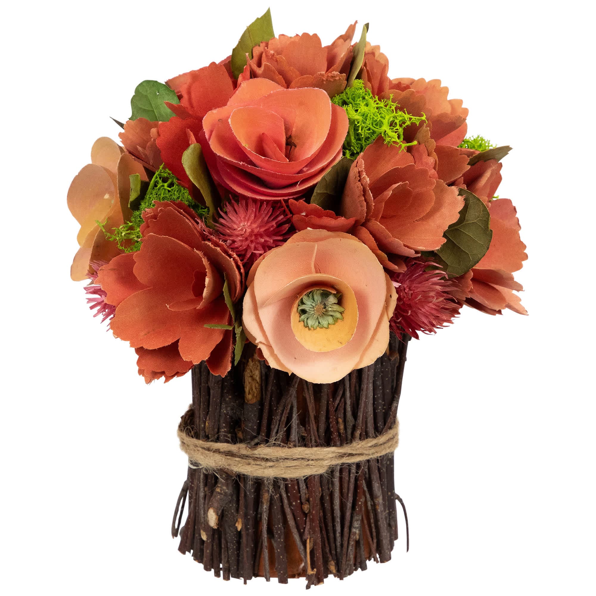 Northlight Artificial Mixed Floral Wooden Spring Bouquet - 9 inch - Red and Pink