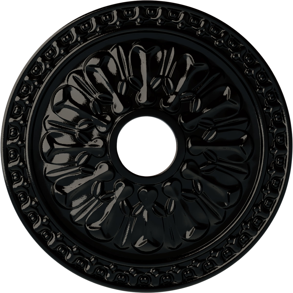 Ekena Millwork CM18WABPS Warsaw 18-in W x 18-in L Painted Black Pearl Polyurethane Whole Ceiling Medallion