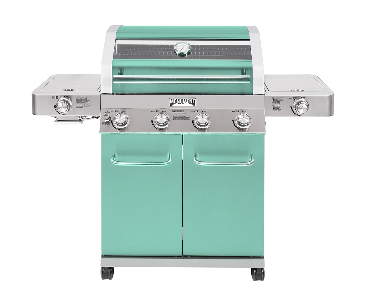 Monument Clearview Green 4-Burner Liquid Propane Gas Grill with 2 Side Burners 35633G Sansujyuku sansujyuku.com