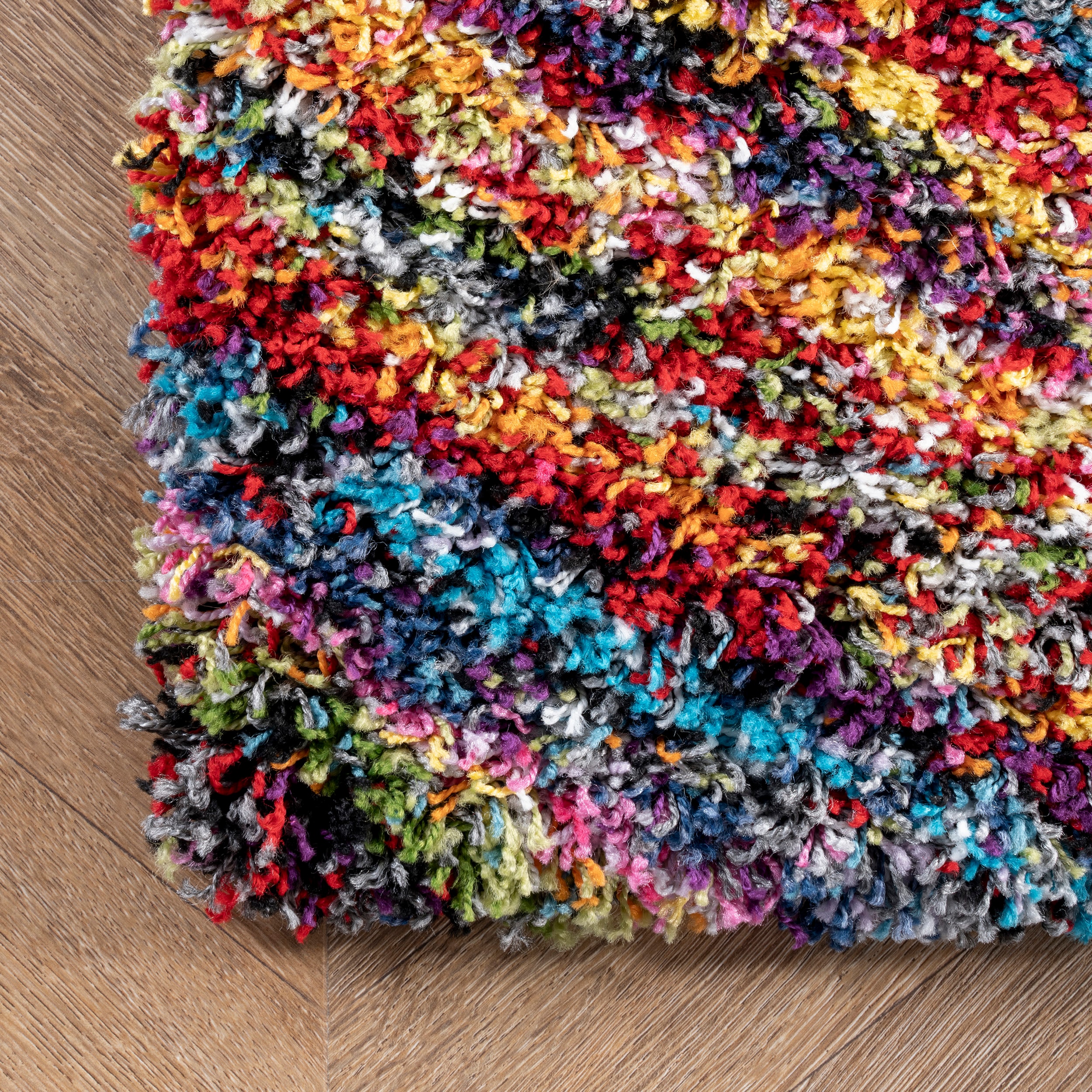 Multicolor Synthetic Shaggy Rectangular 4' x 6' Area Rug
