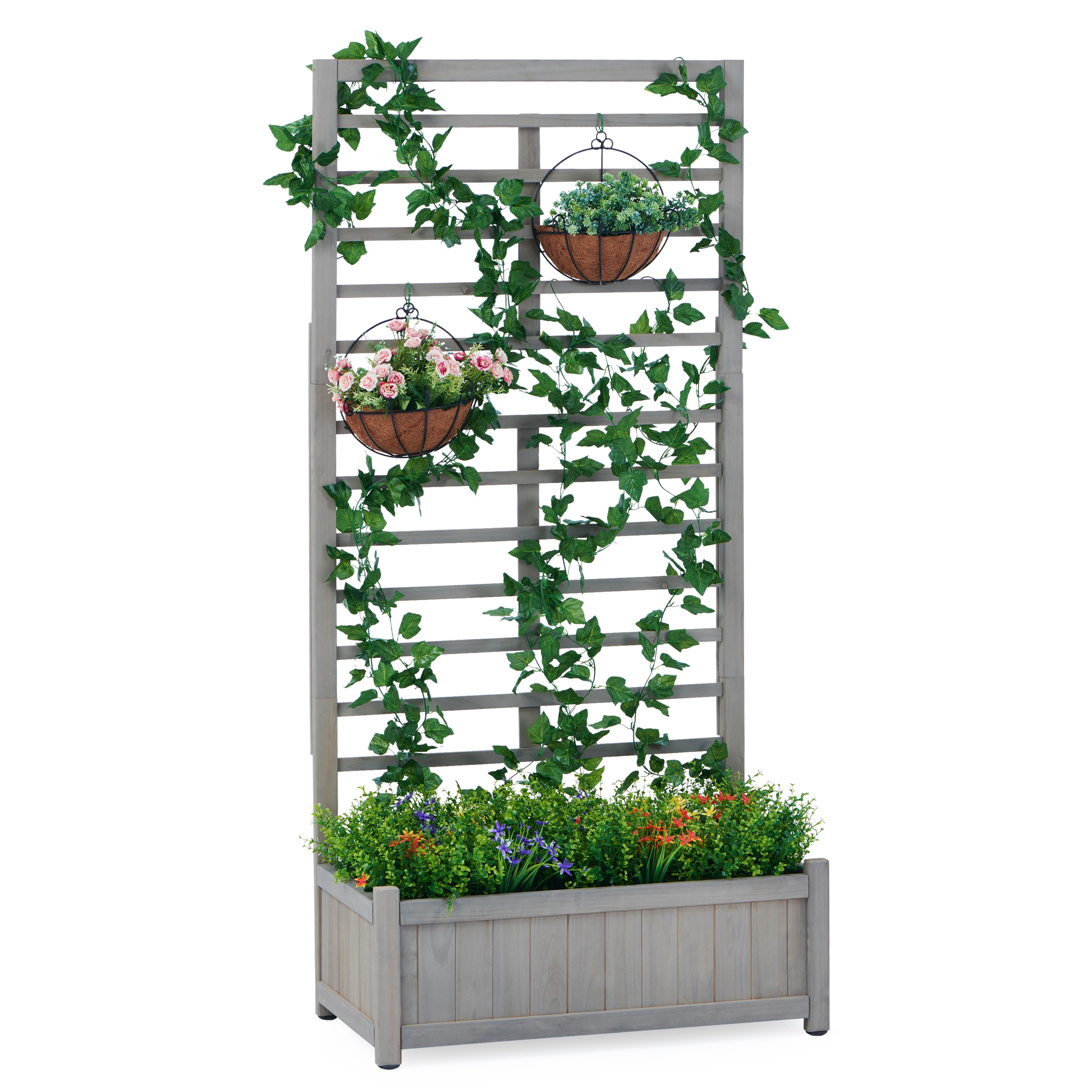 Runesay QCGABED04-16 15.75-in W x 31.5-in L x 67.32-in H Gray Wood Raised Planter Box