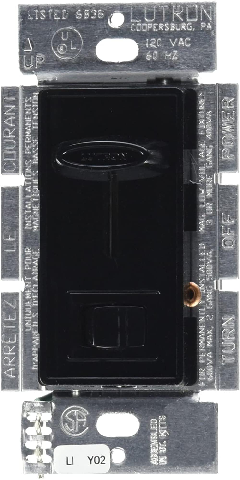 Lutron SLV-603P-BL Skylark Magnetic Low Voltage Single-pole/3-way Slide Light dimmer switch Black