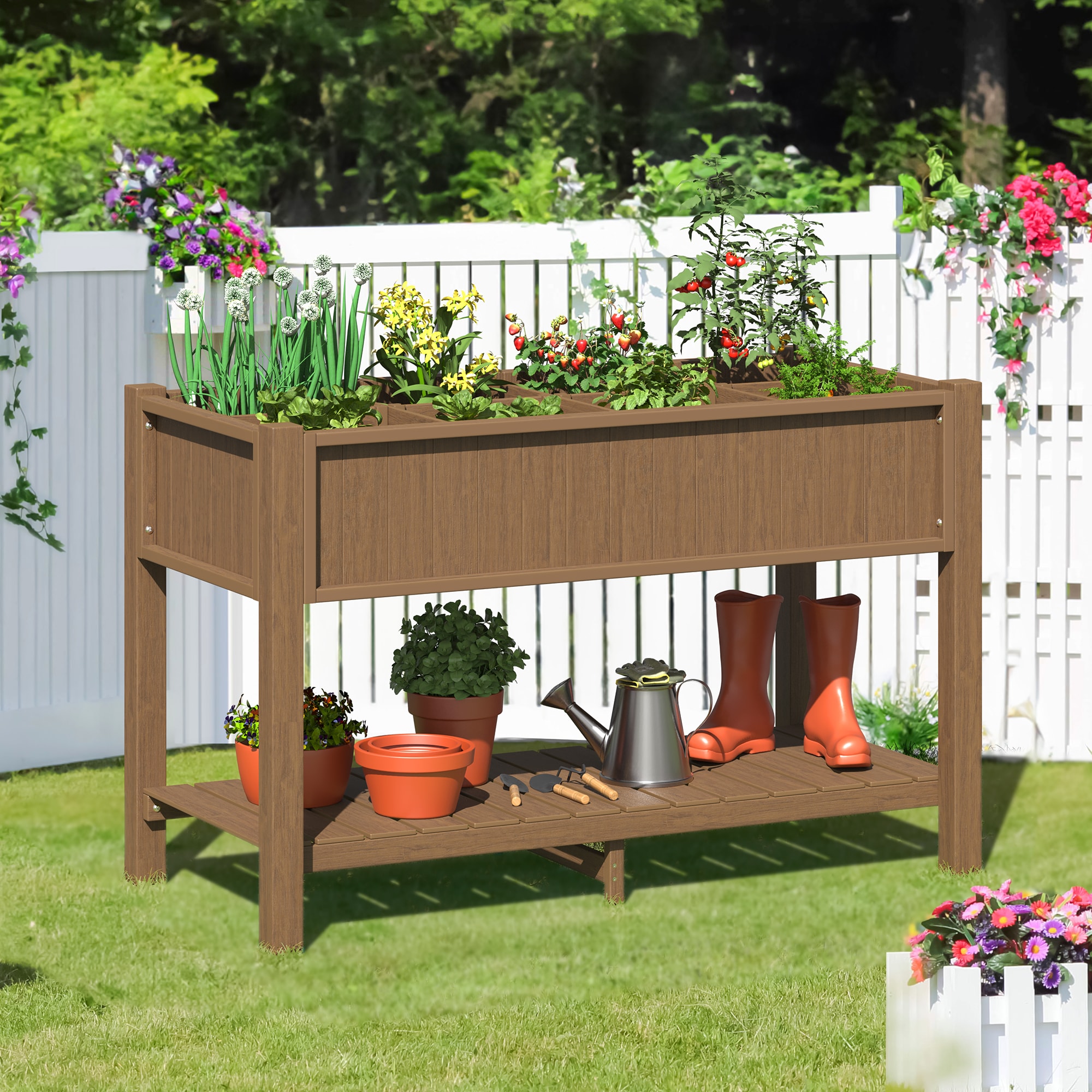 Gardener's Supply Company Raised Garden Bed Elevated Cedar Planter Box | 2'  x 8' Standing Garden for Outdoor Plant Vegetables & Flower Gardening