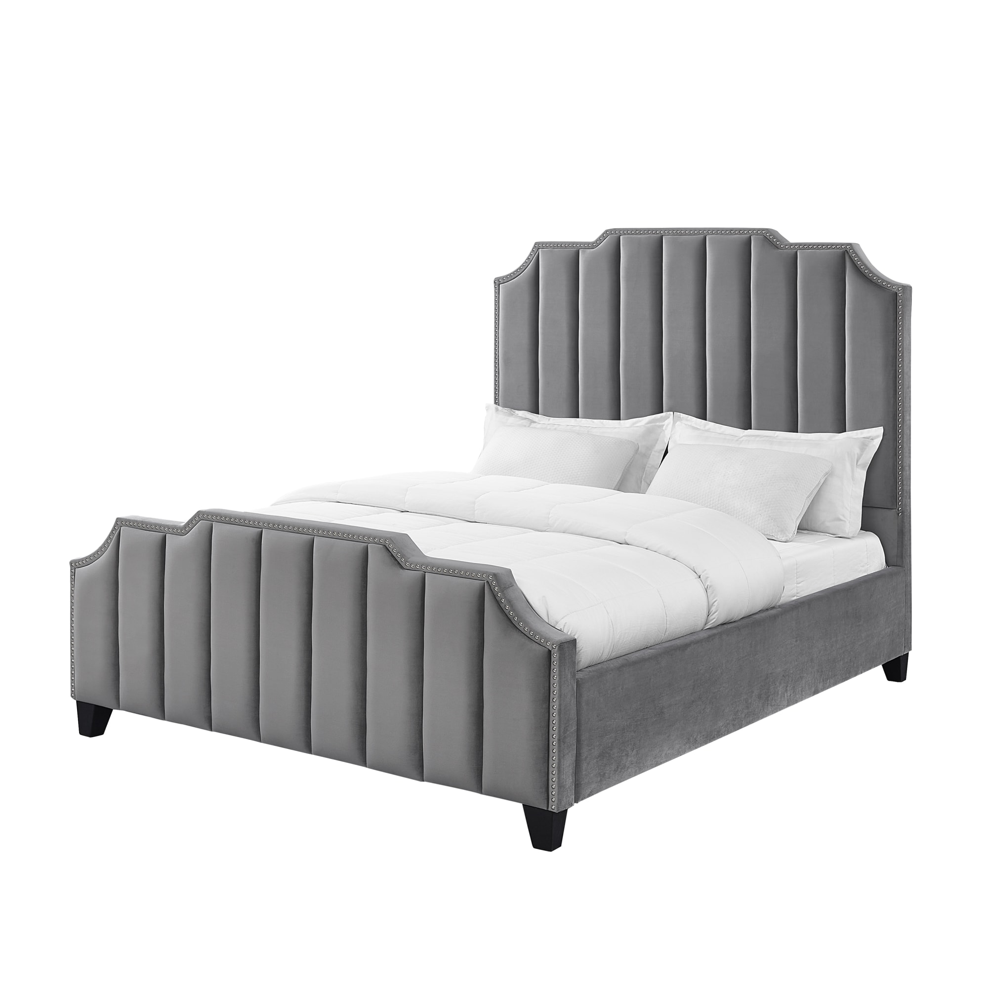 Inspired Home BD404-02GRQ-LS Aizen Grey Queen Wood Platform Bed