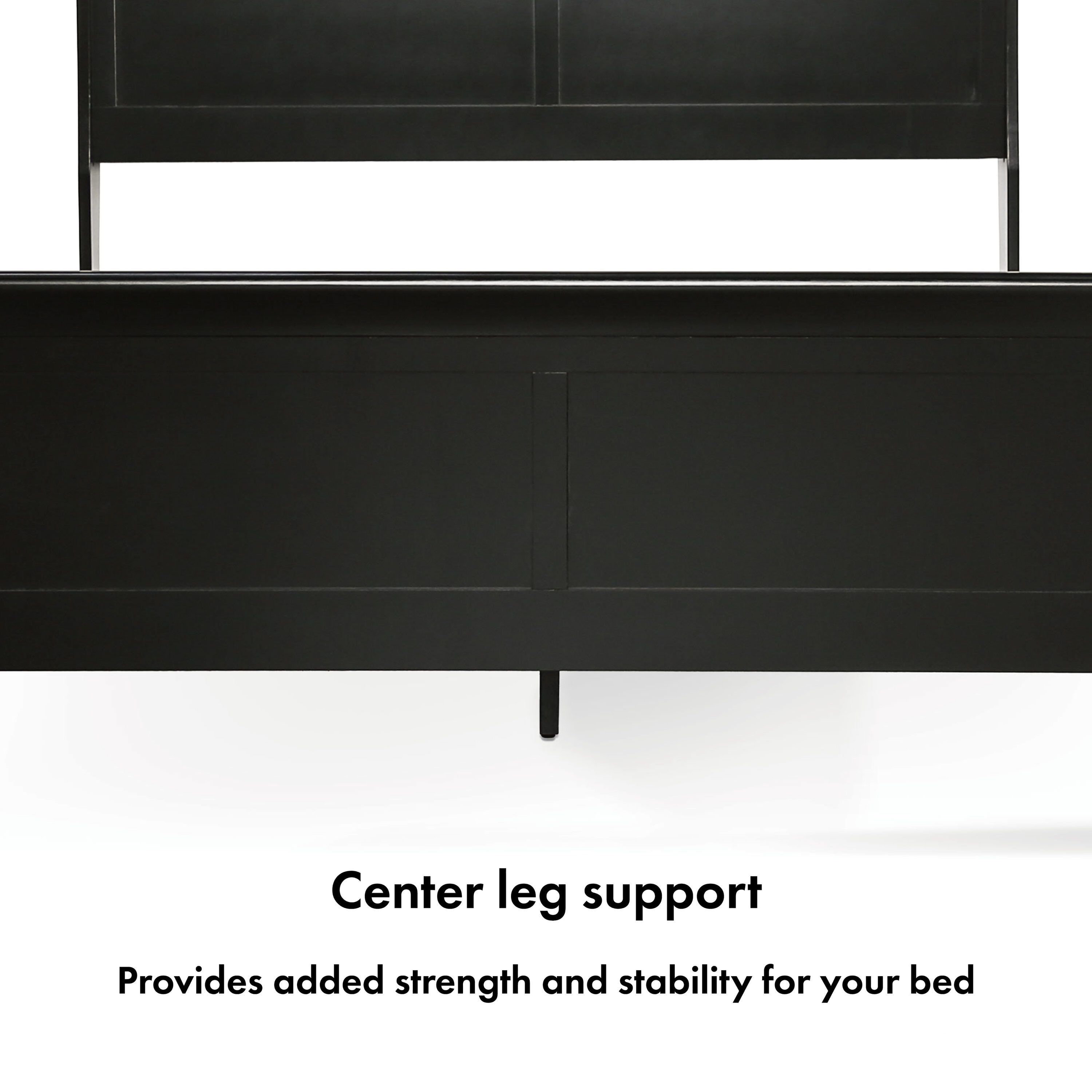 Black Twin Sleigh Bed with Wood Frame and Headboard