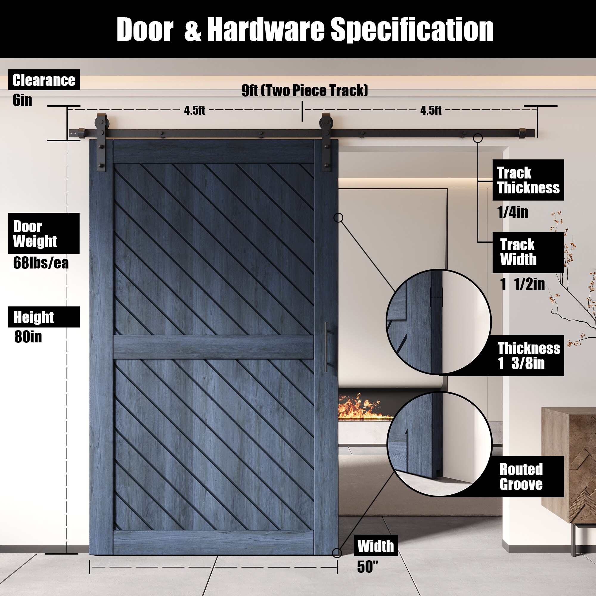 HOMACER YT1H108C-XT2-5080-NA Barn-Doors - View #2