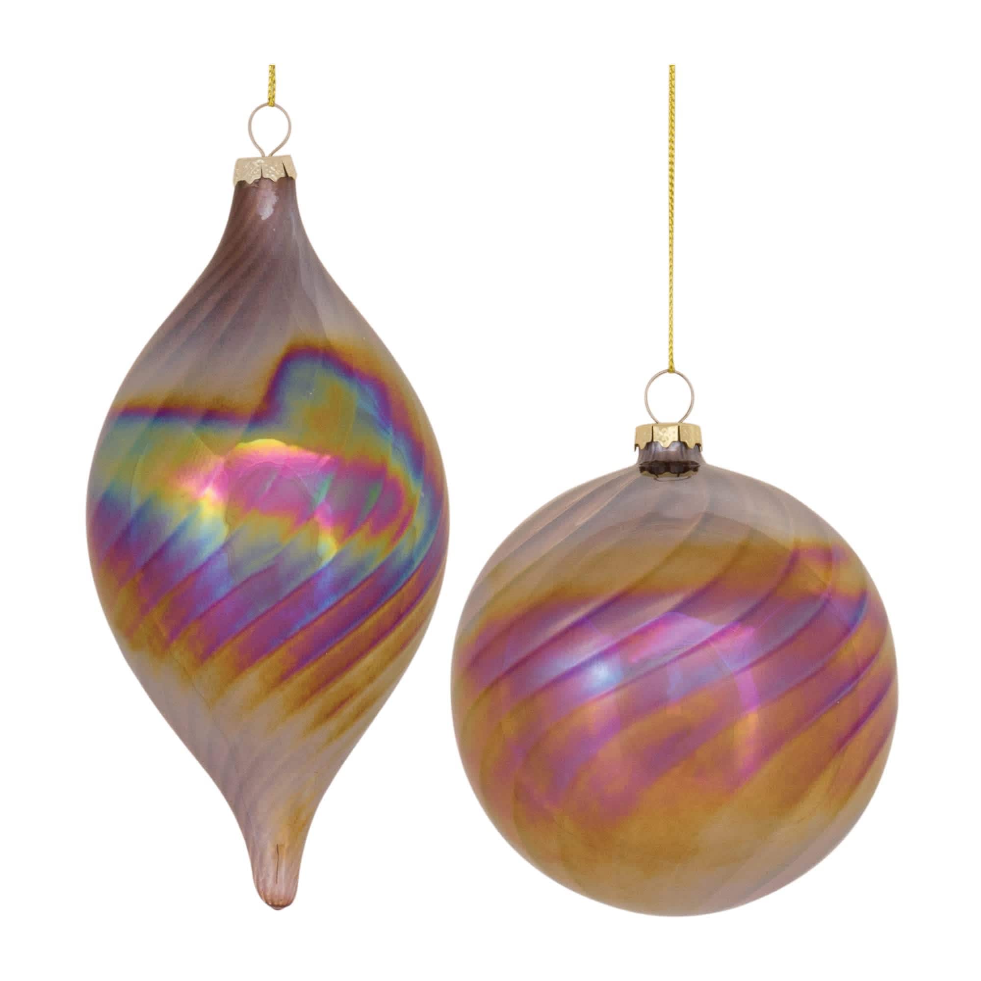 Melrose International 86495DS Irredescent Glass Swirl Ornament (Set of 6)