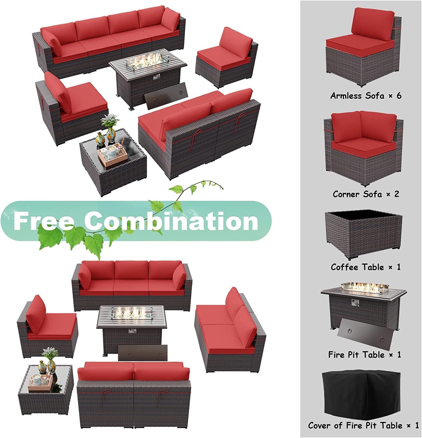 ALAULM LS-A2BC+1-RED Patio-Conversation-Sets - View #6