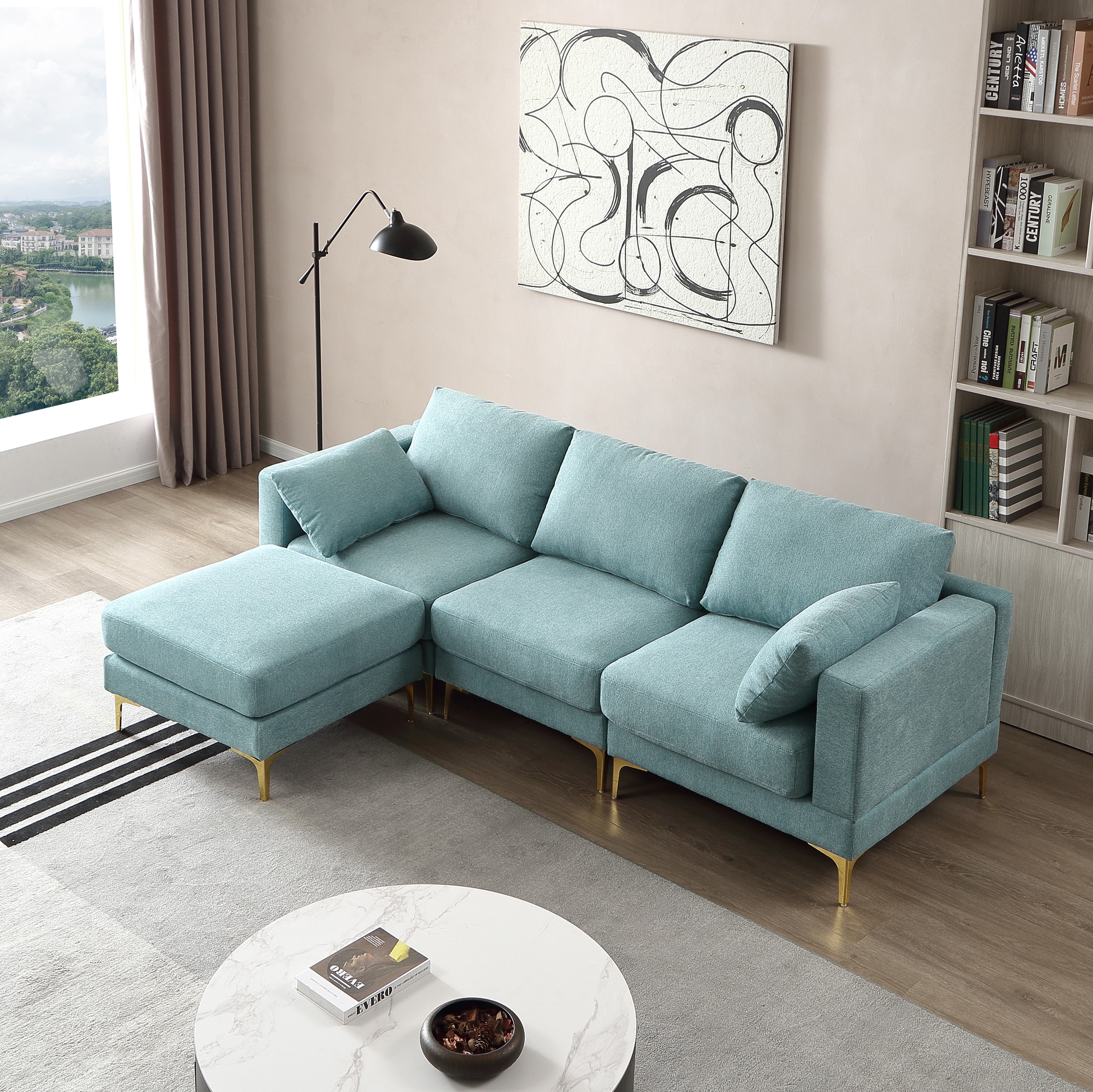 ModernLuxe L-W1097S00082 92.9-in Modern Turquoise Sofa