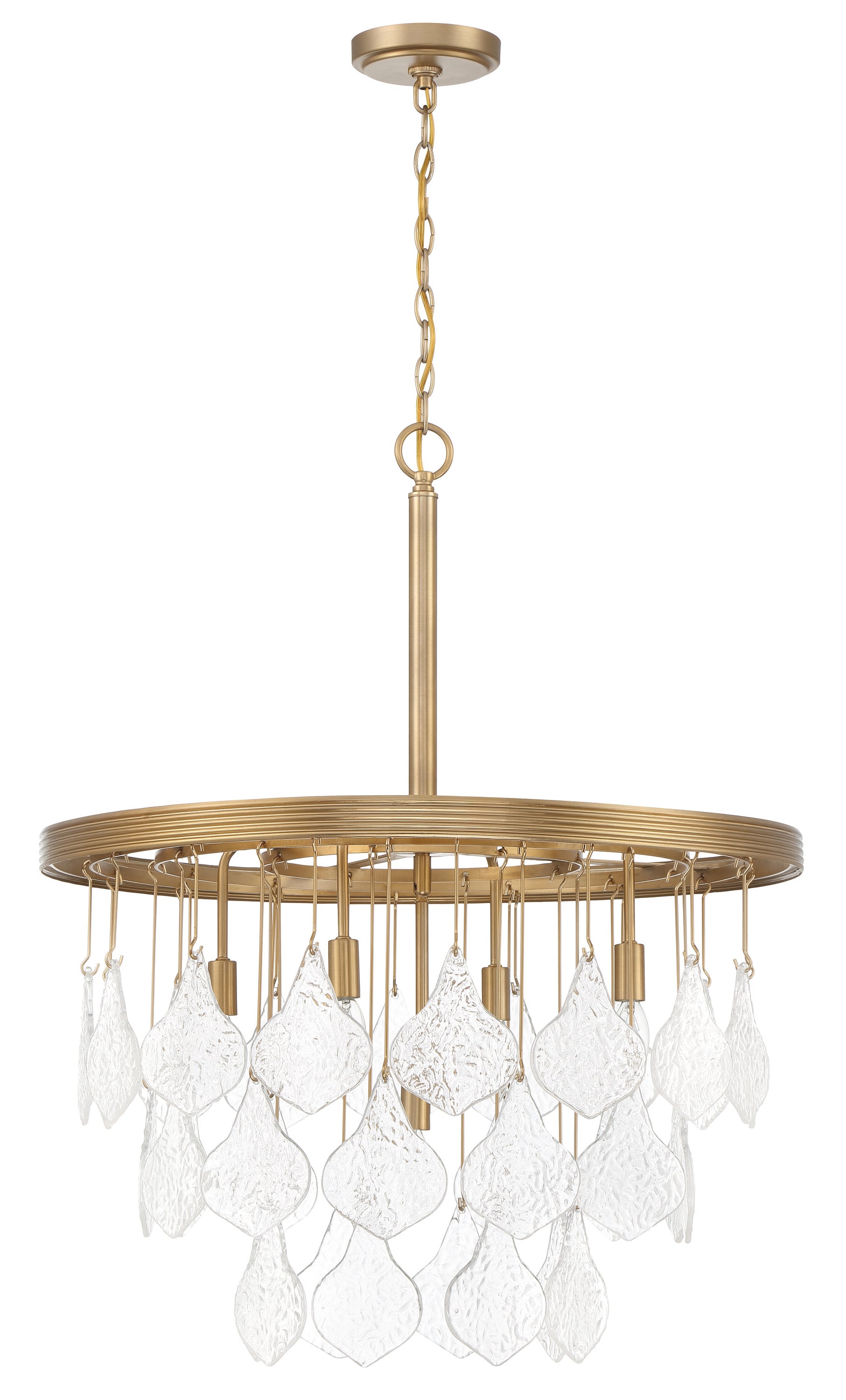 Craftmade P981SB5 Vesi 5 -Light Satin Brass Traditional Clear glass Tiered Large Hanging Pendant light