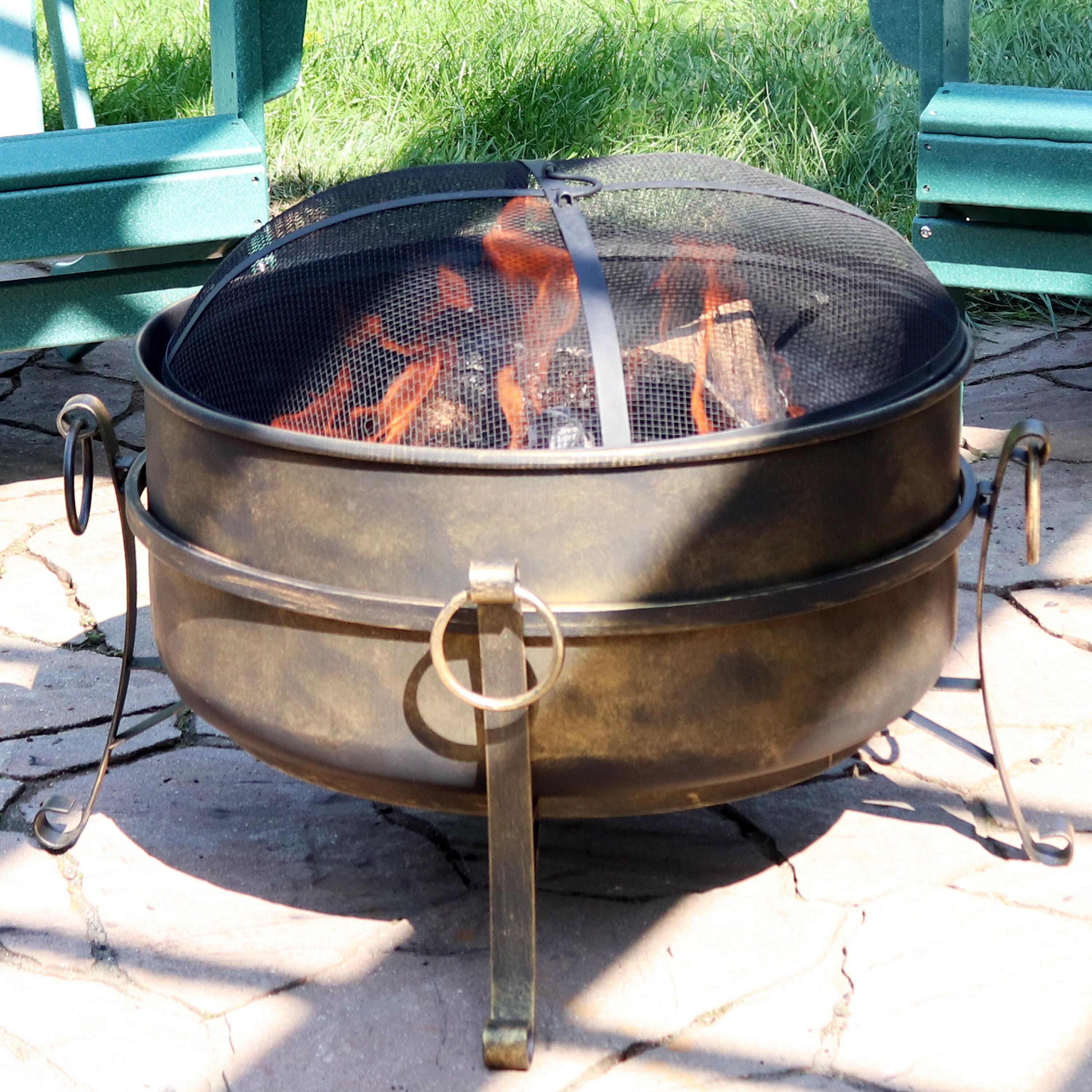 Ultimate Patio 24-Inch Cast Iron Rustic Wood Burning Fire Pit