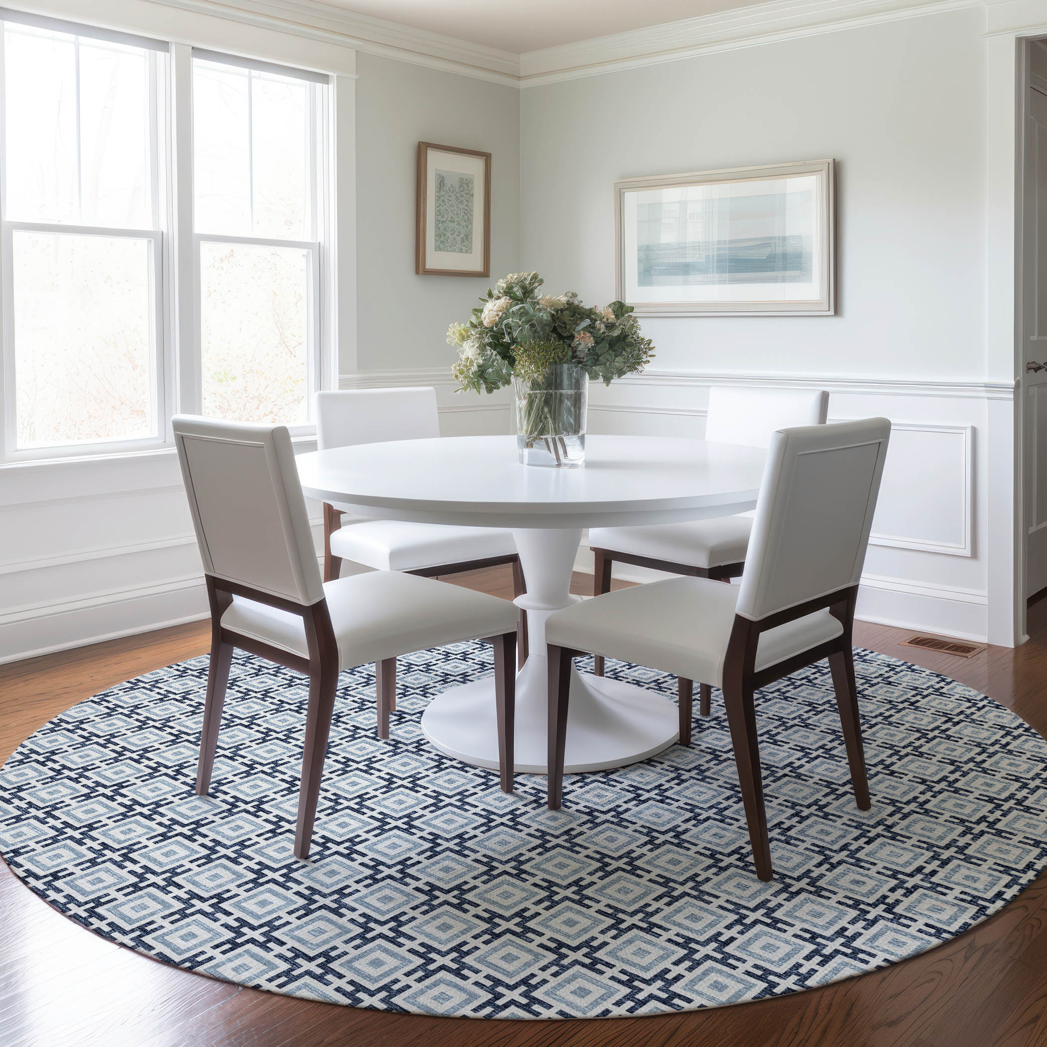 Addison Rugs AMF139NA8RO Mayfield AMF139NA 8 x 8 (ft) Loomed Polyester Navy Round Indoor Geometric Machine washable Area rug