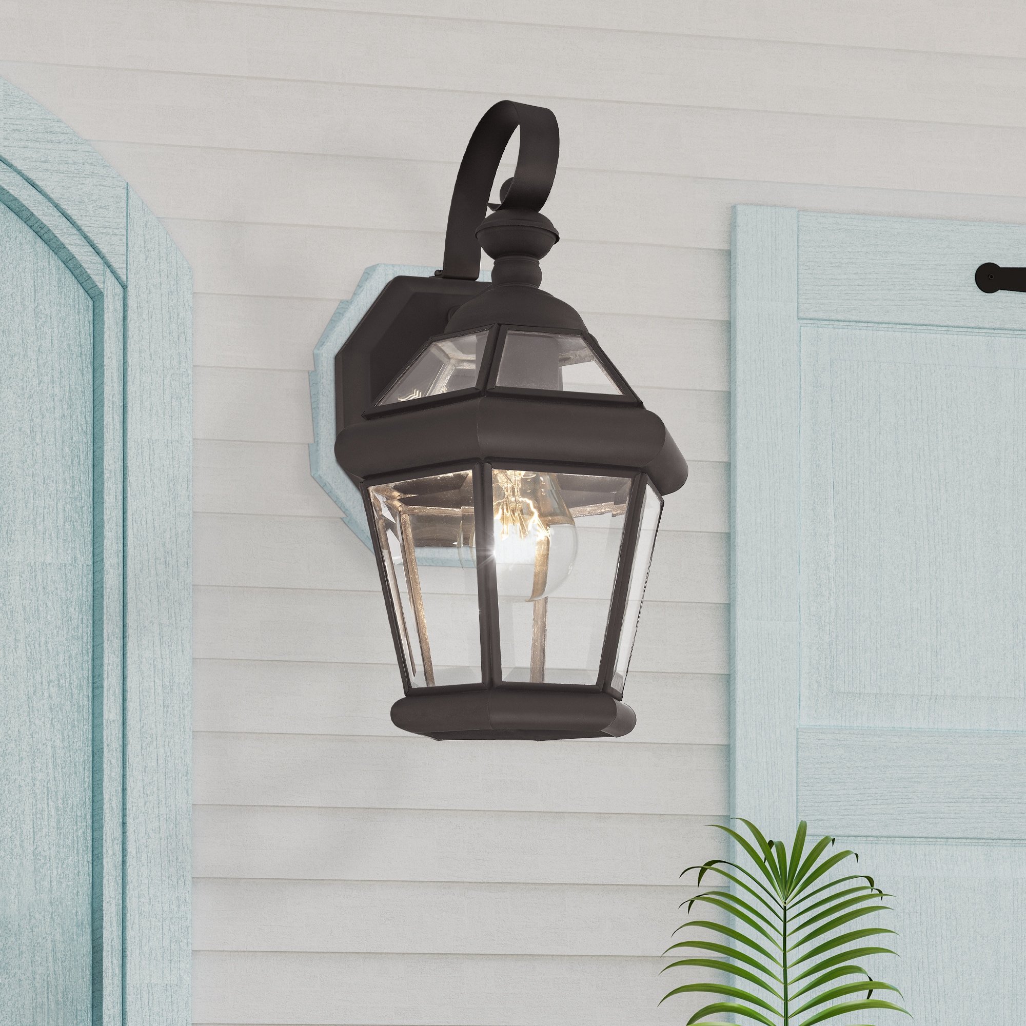 Georgetown Classic Bronze Lantern Wall Light with Clear Glass