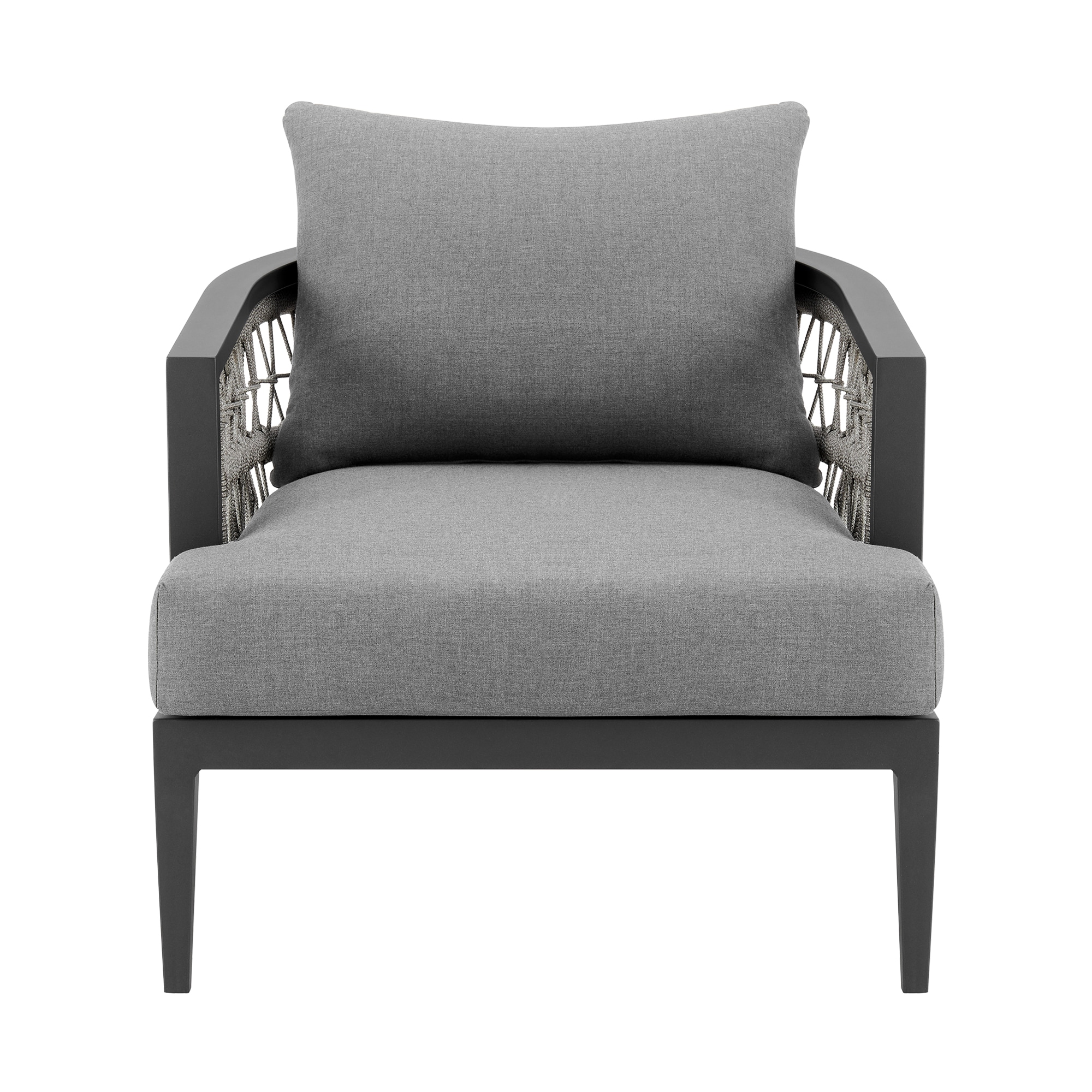 Zella Gray Aluminum Outdoor Patio Armchair with Cushions
