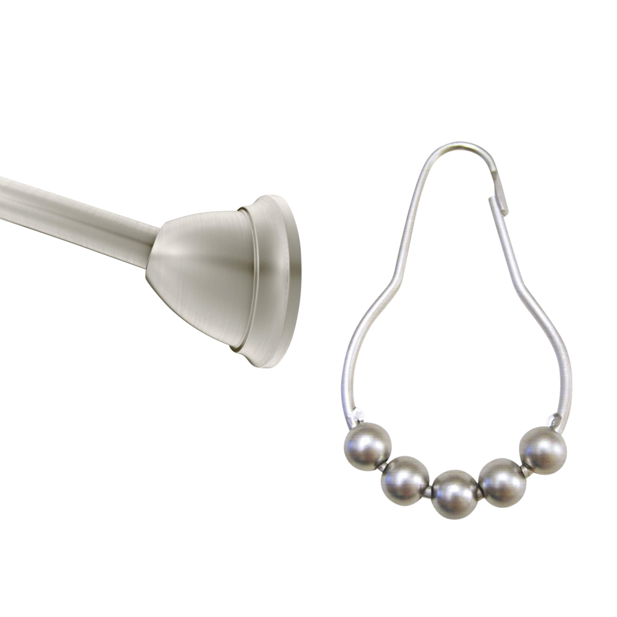 Moen 57-in to 60-in Tension Mount Brushed Nickel Tension Single Curve Shower Rod and Ring Set