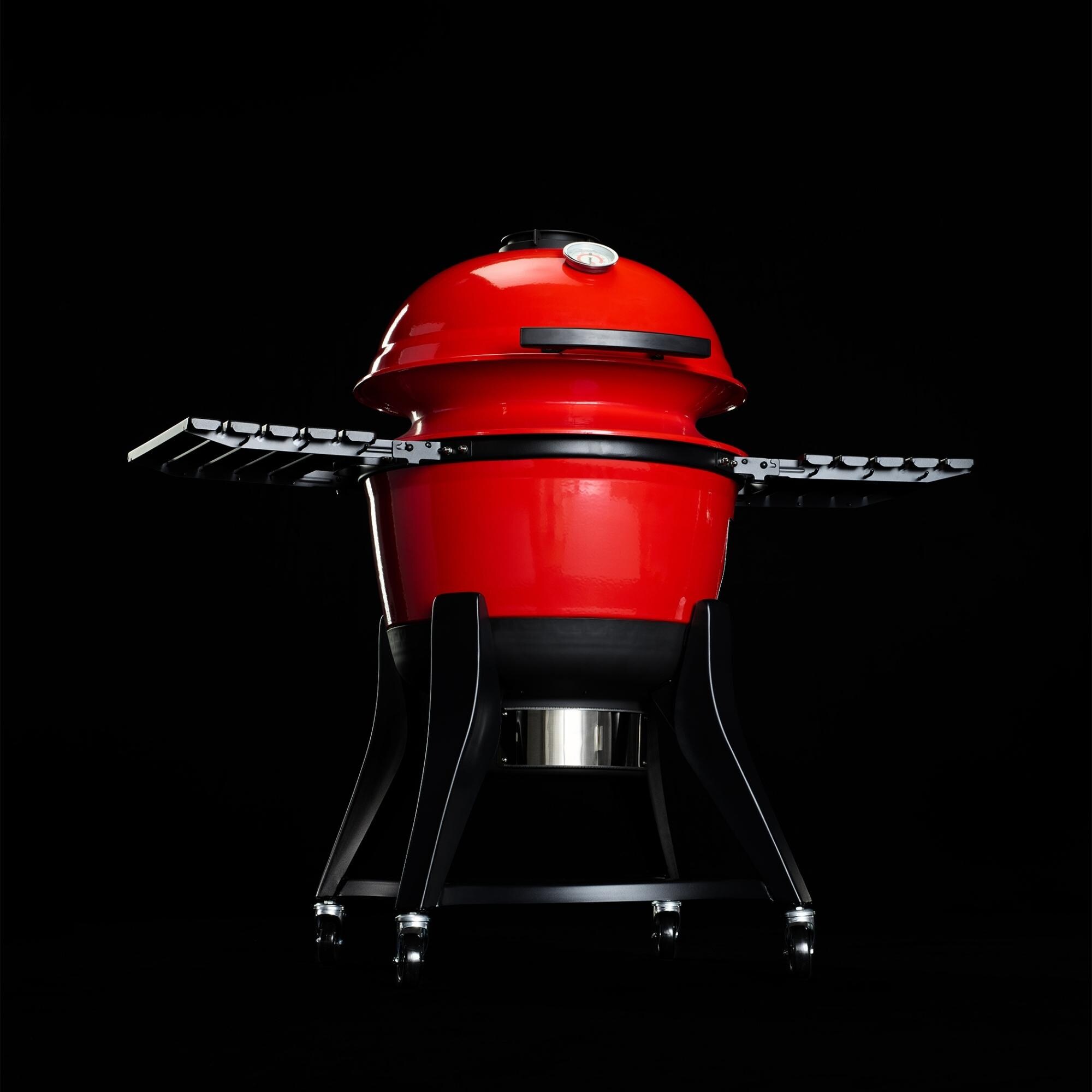 Kamado Joe Kettle Joe 22in W In Red with Hinged Lid, Cart, and Side