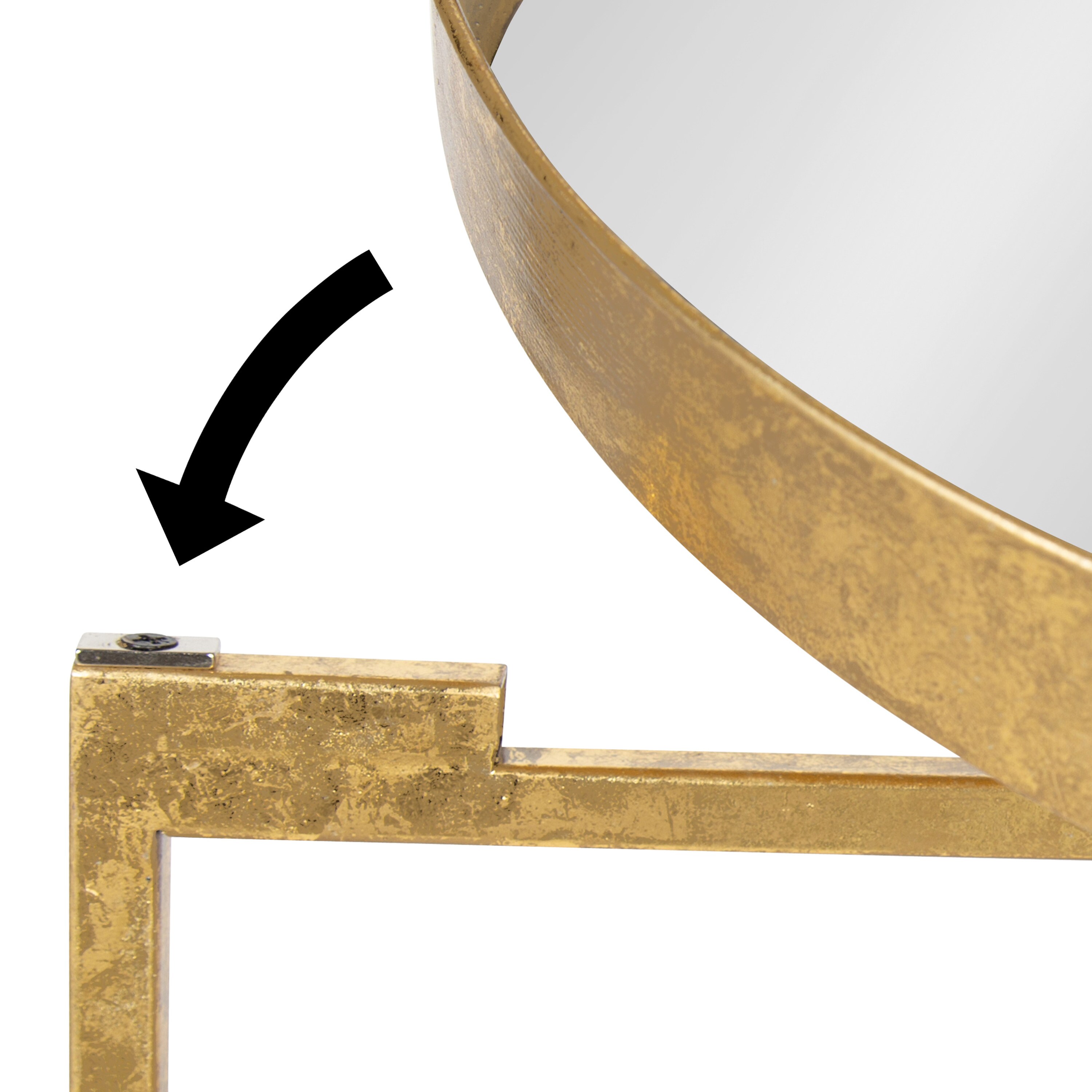 Celia Round Gold Metal Side Table with Mirrored Glass Top