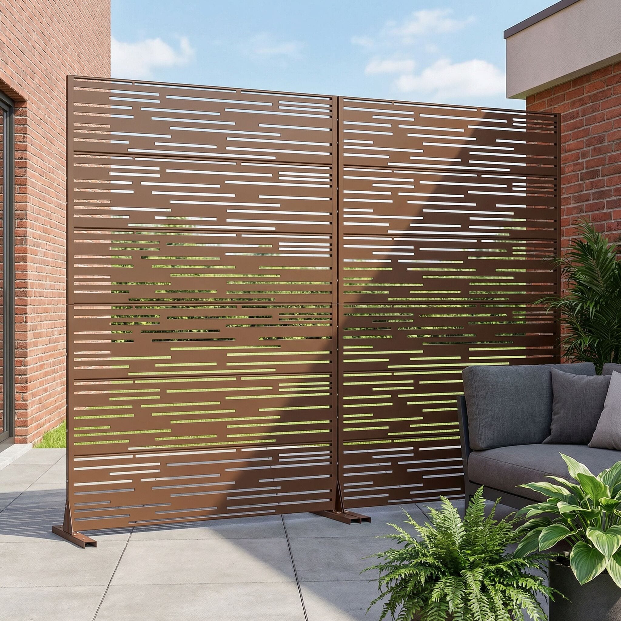 Dovelina 72-in H x 47-in W x 16-in D Metal Privacy Screen Fence Panel Stylish Pattern Set Of 2