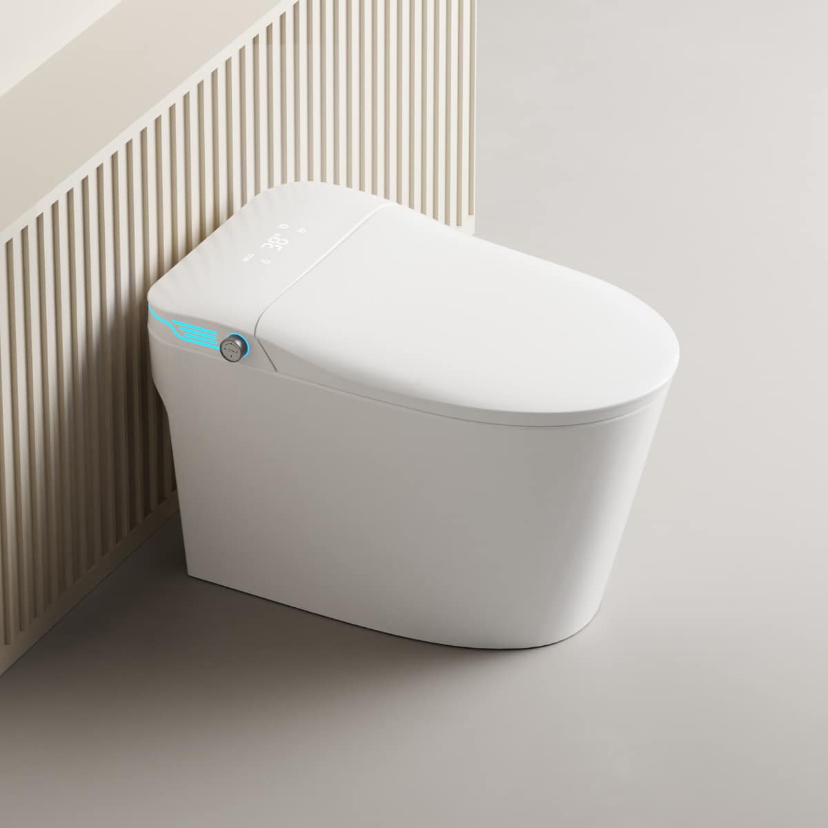 Forclover MOMMJETO07 Multi-function Smart Toilet White Dual Flush Elongated Standard height Soft Close 1-piece Bidet Toilet 12-in Rough-In 1.28 GPF