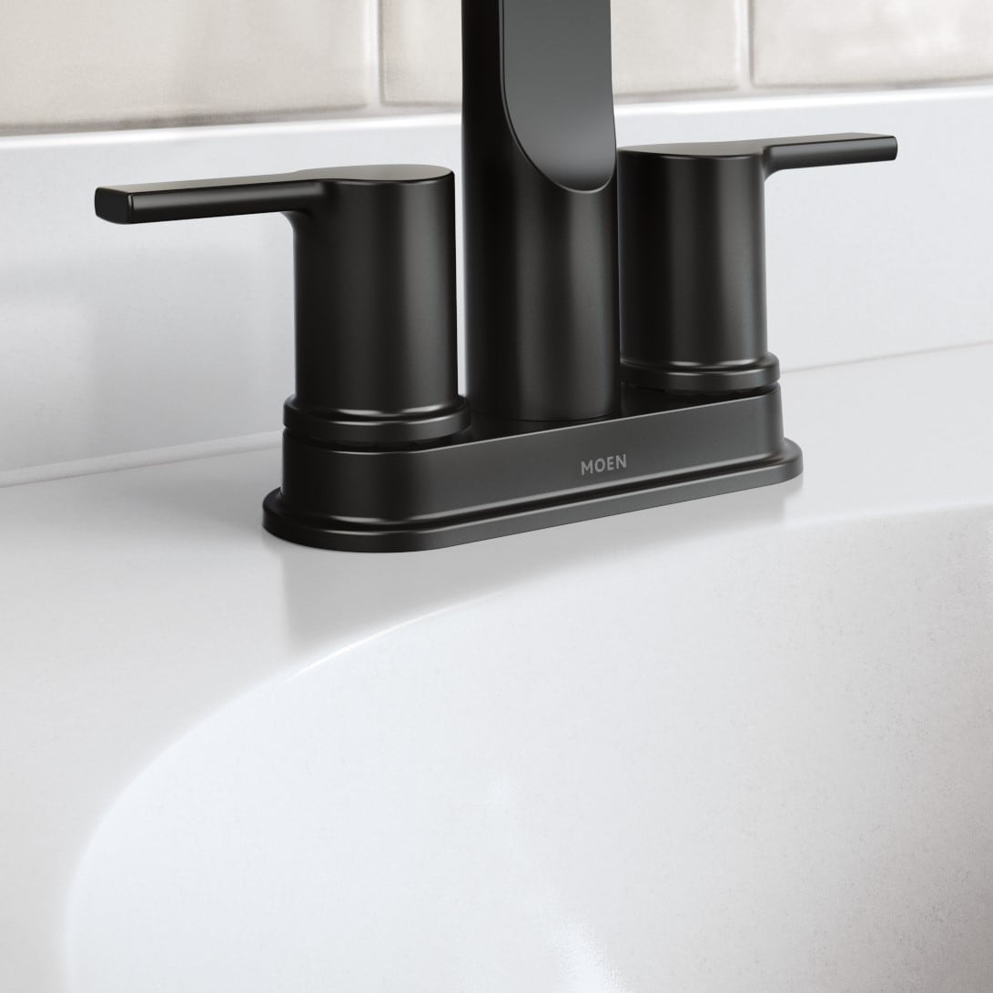 Moen Avri Matte Black 4-in Centerset 2-handle Watersense Bathroom Sink 