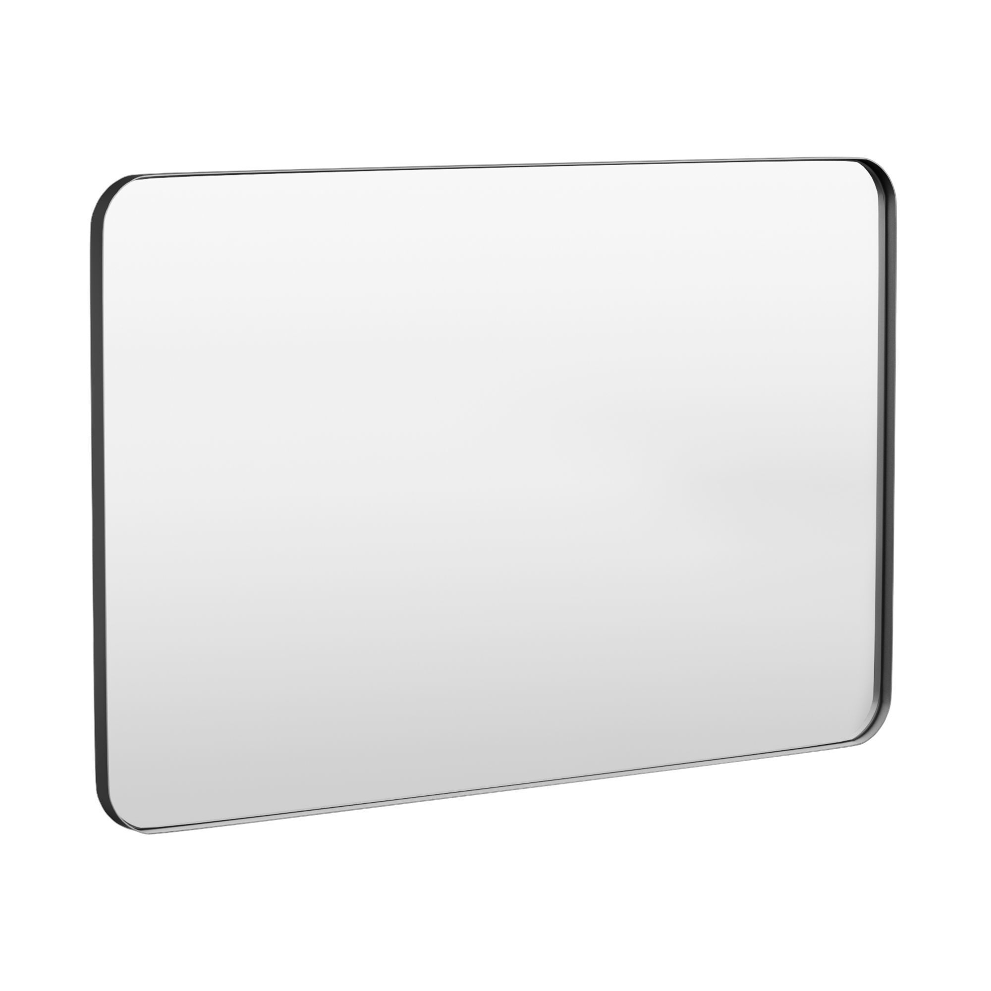 LOVMOR M-B-5536-LSQ 55 in. W x 36 in. H Modern Rectangular Aluminum Framed Wall Bathroom Vantiry Mirror in Black