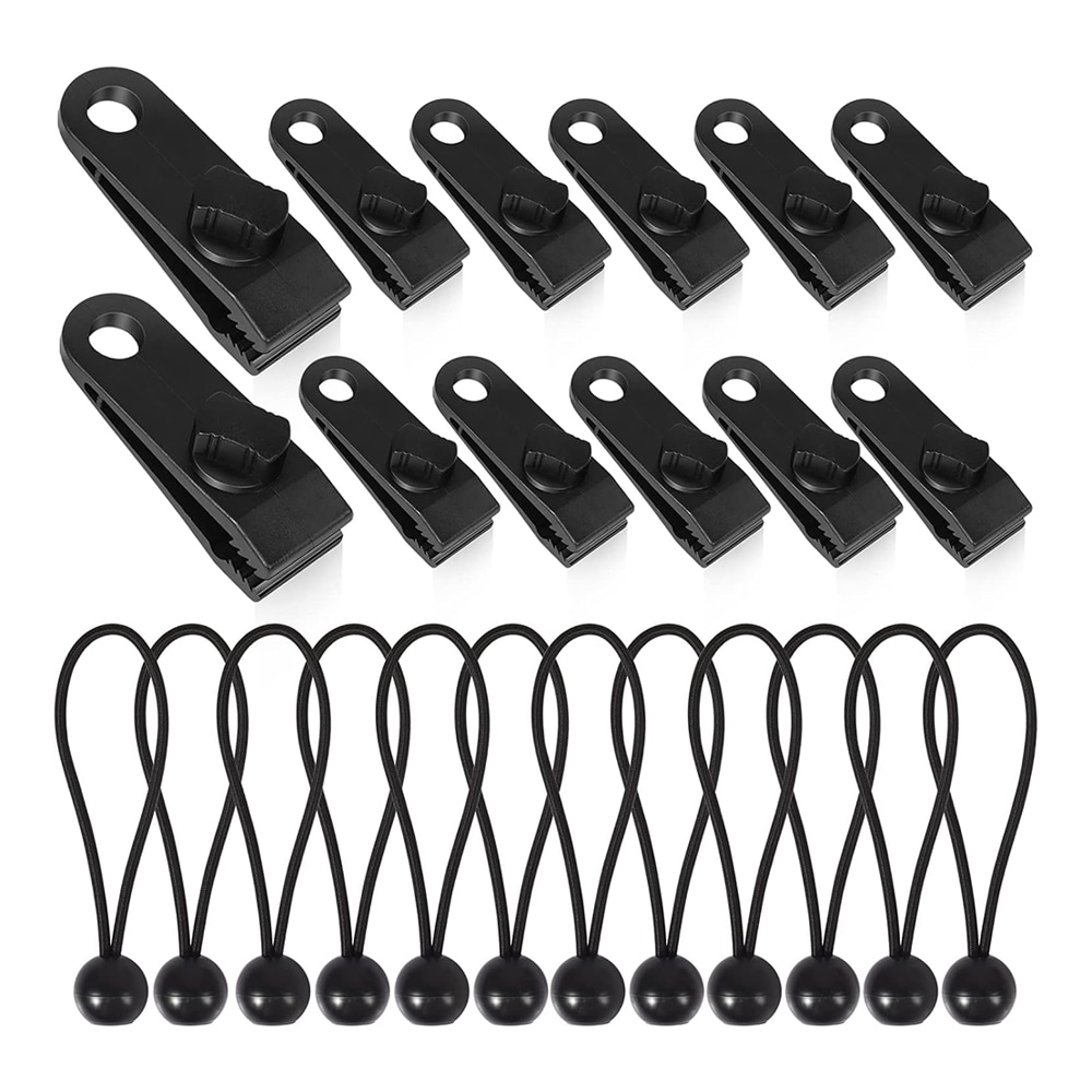 Etokfoks  Heavy Duty Lock Grip Tarp Clips 24 Pack with Non Slip Design for Secure Fastening Adjustable Tarp Clamps Outdoor Cover Support