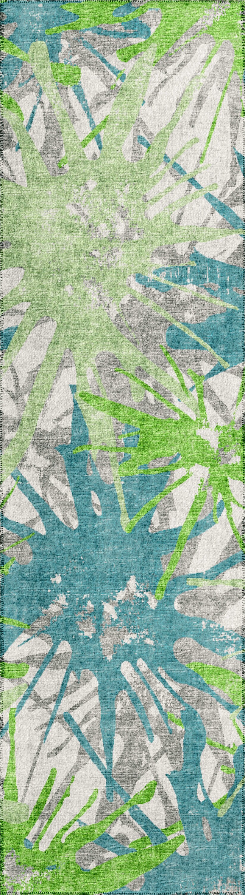 Addison Rugs ABV36GR2X8 Bravado 2 x 8 (ft) Chenille Green Rectangular Indoor/Outdoor Abstract Southwestern Machine washable Runner rug