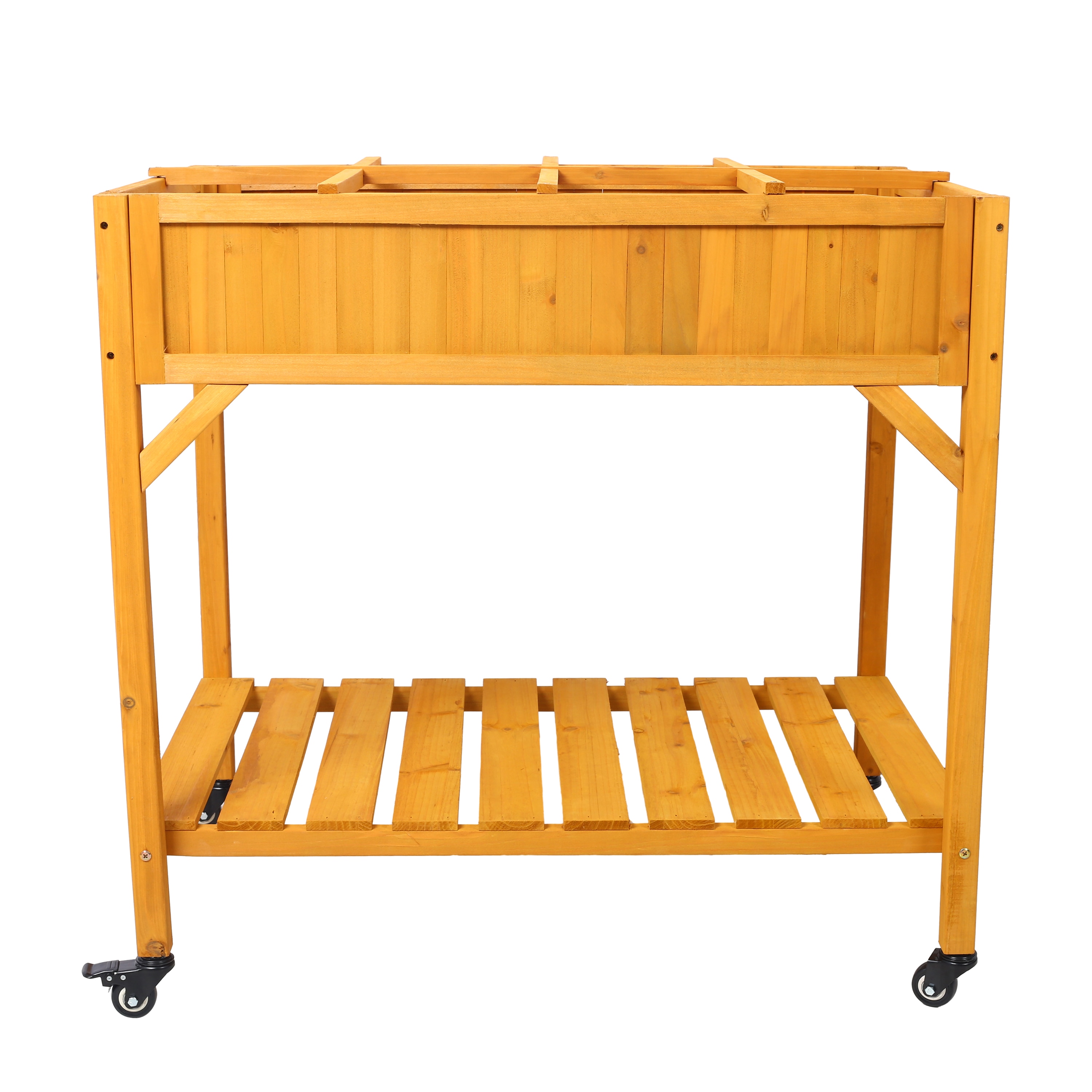 AHIOU HOME 24.2-in W x 36-in L x 34.6-in H Brown Wood Raised Planter Box #ZAAHG-P189512GB