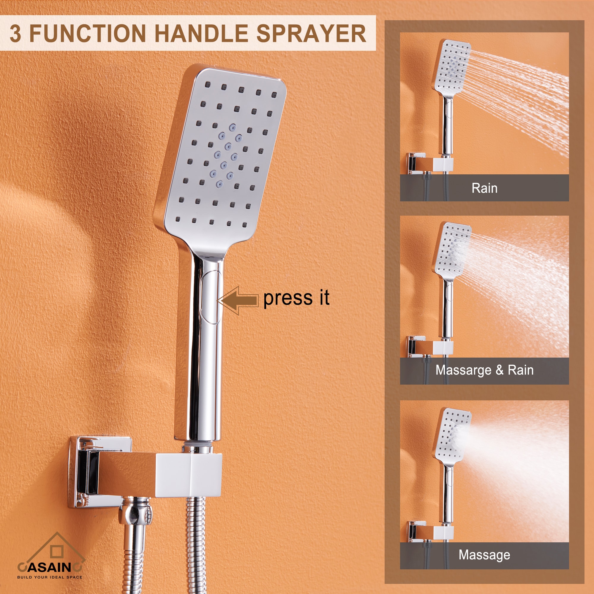 CASAINC WE-BTF03MB Showerhead-Bar-Panels - View #3