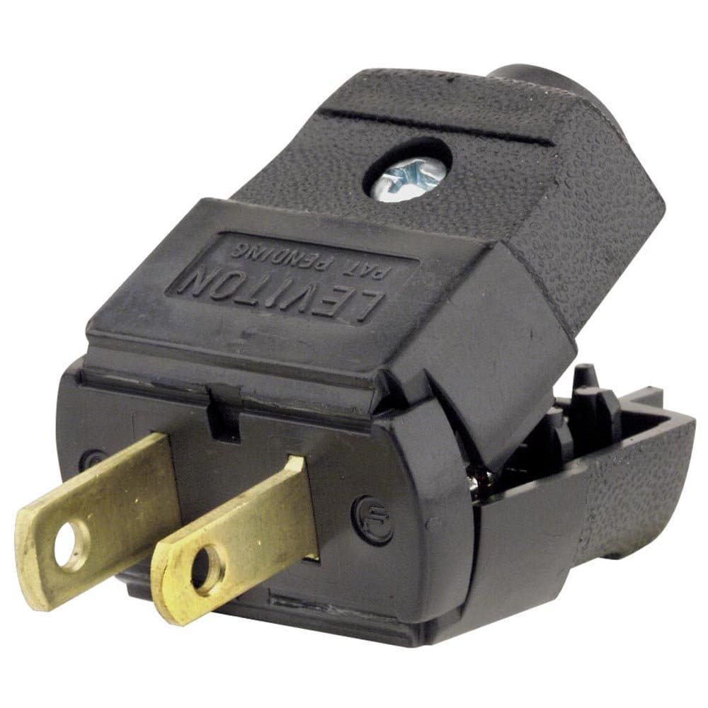 Leviton 101-EP 15 Amp 125 Volt Residential Grade Polarized Non-Grounding Plug Black - 24 Pack #017-00101-0EP-1DAE