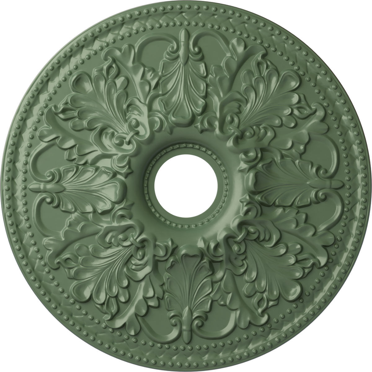 Ekena Millwork CM23ASAGF Ashley 23.875-in W x 23.875-in L Painted Athenian Green Polyurethane Whole Ceiling Medallion