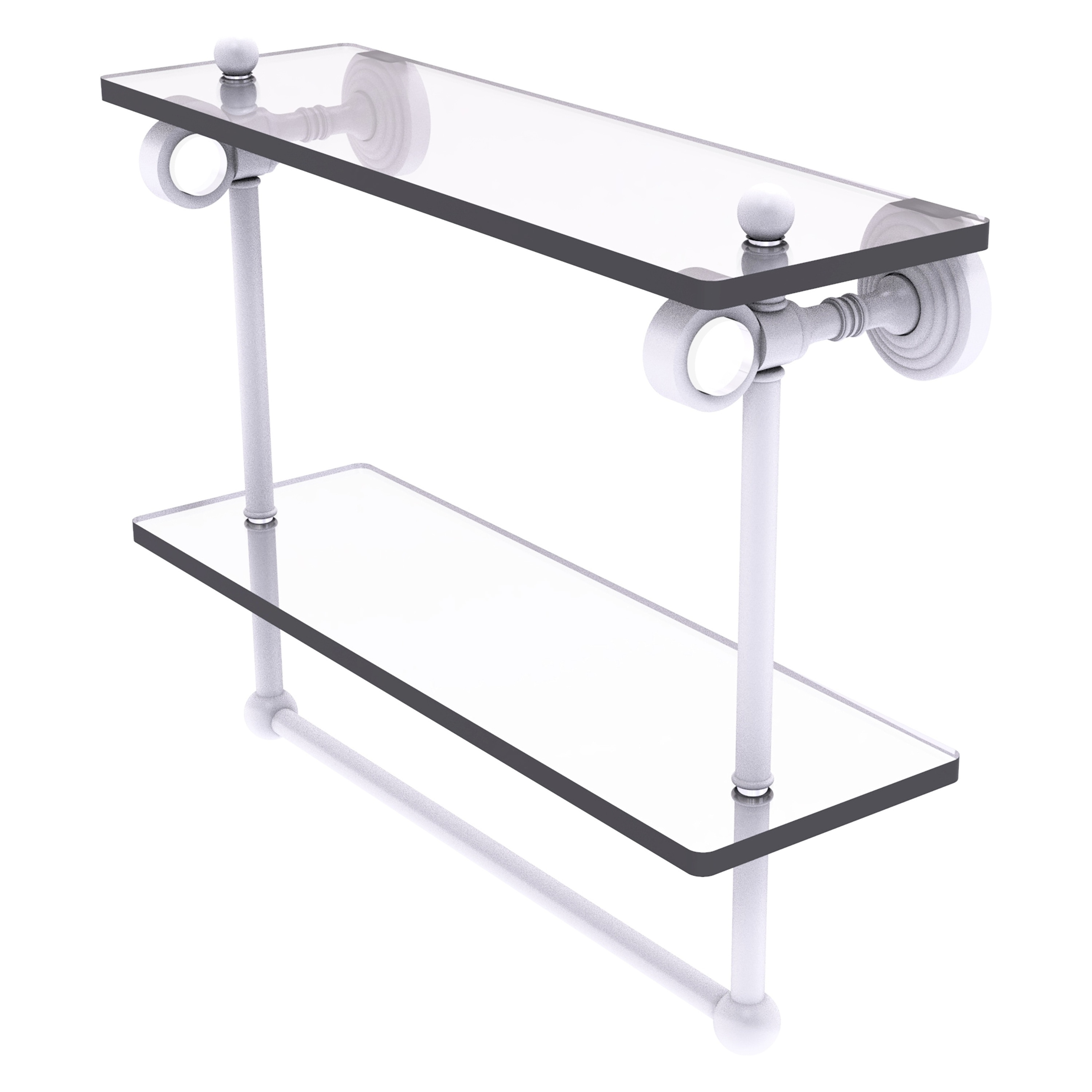 Allied Brass PG-2TB-16-WHM Pacific Grove Matte White 2 -Tier Wall mount Bathroom Shelf ( 16-in x 13-in x 5-in )