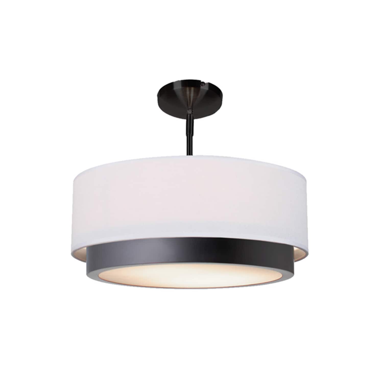 Justice Design Group FAB-4470-WHTE-MBLK Textile 1-Light Matte Black LED Semi-Flush mount light ENERGY STAR